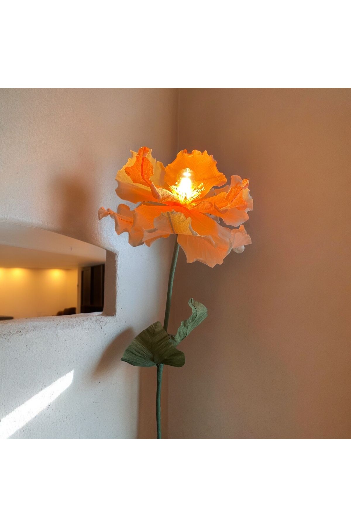 Tasarım Hibiscus- Şekillenebilir Italyan Krapon Kağıt Çiçek Lambader