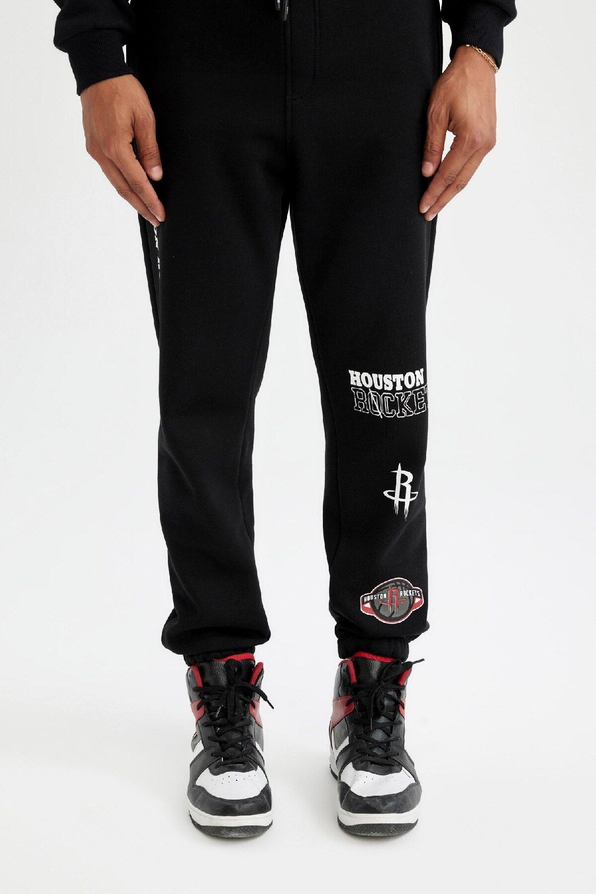 Defacto Fit Kalın Jogger Eşofman Altı Nba Houston Rockets Standart Fit Normal Kesim Cepli Düz Paça C
