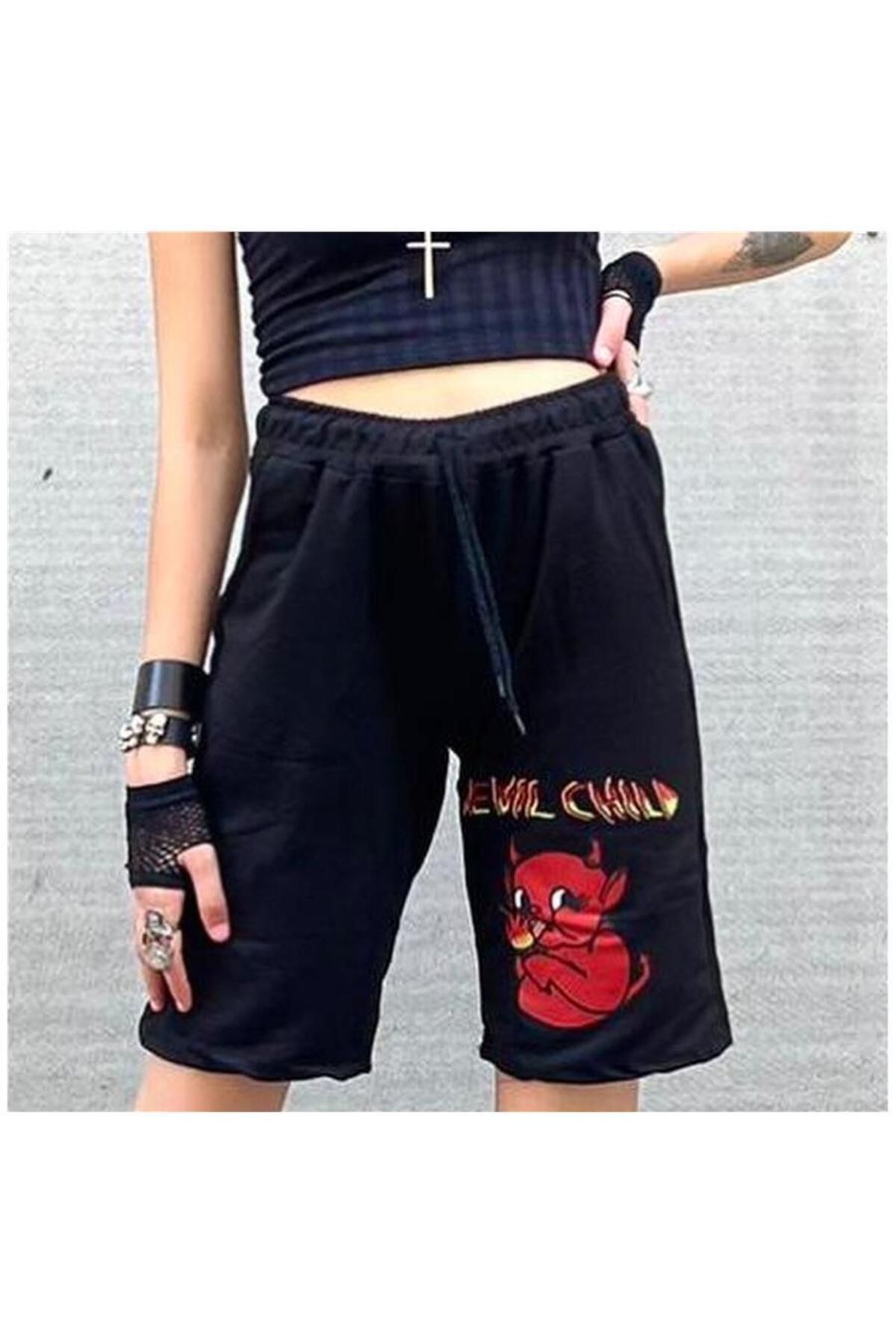 Köstebek Devil Child Penye Unisex Şort