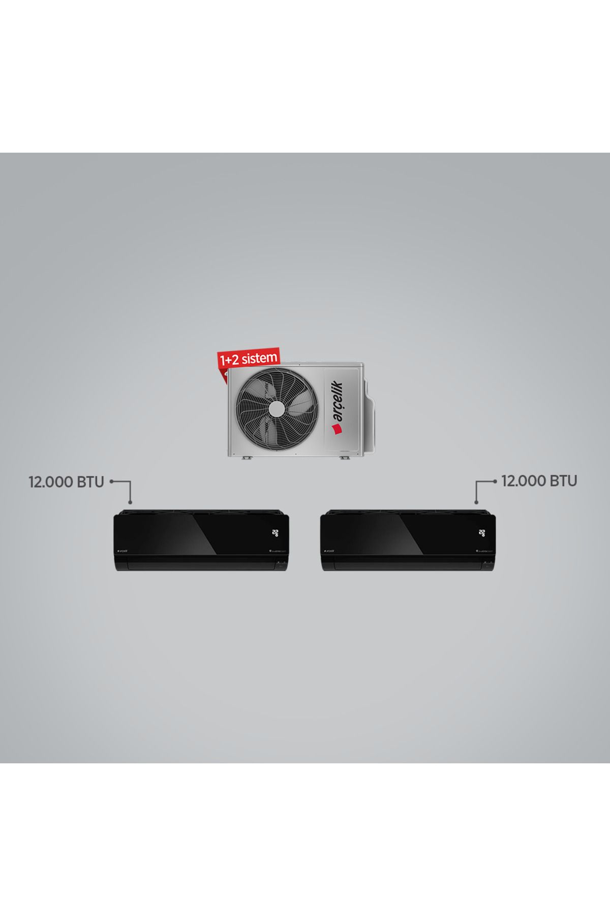 Arçelik 1+2 Multi Ekolojik Inverter Klima - (1 Adet Dış Ünite + 2 Adet 12+12 BTU İç Ünite) / A++