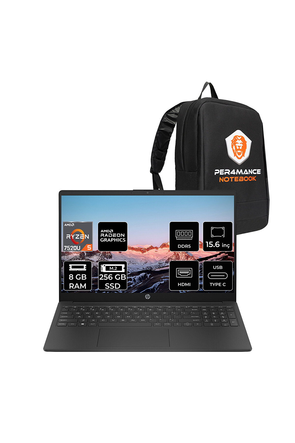 15 Ryzen 5 7520U 8GB RAM 256GB SSD 15.6'' Full HD FDOS Dizüstü Bilgisayar _167 PER4 ÇANTA