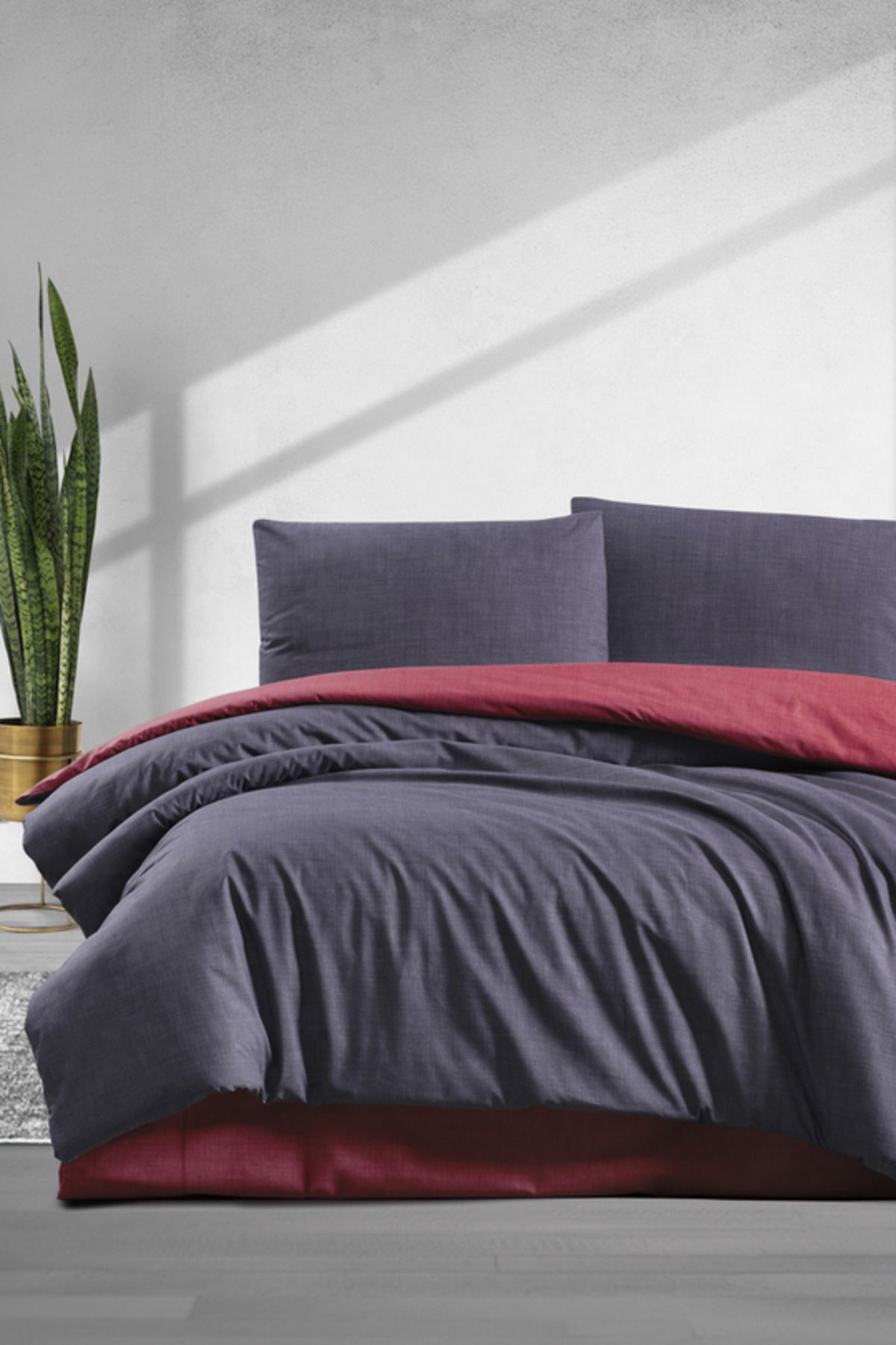 Elart Simple Nevresim Takımı Çift Kişilik (200x220 cm) Bordo
