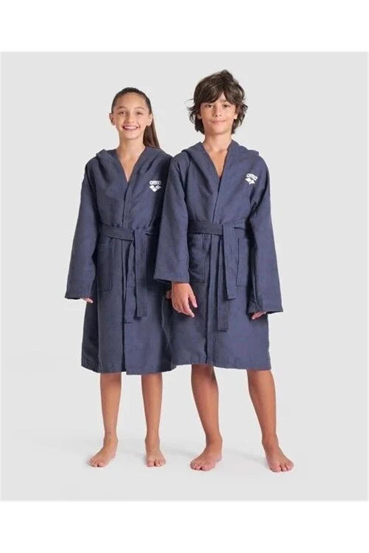 Arena ZEAL JR ROBE/NAVY-WHITE Çocuk Bornozu - Kaliteli Banyo Tekstili