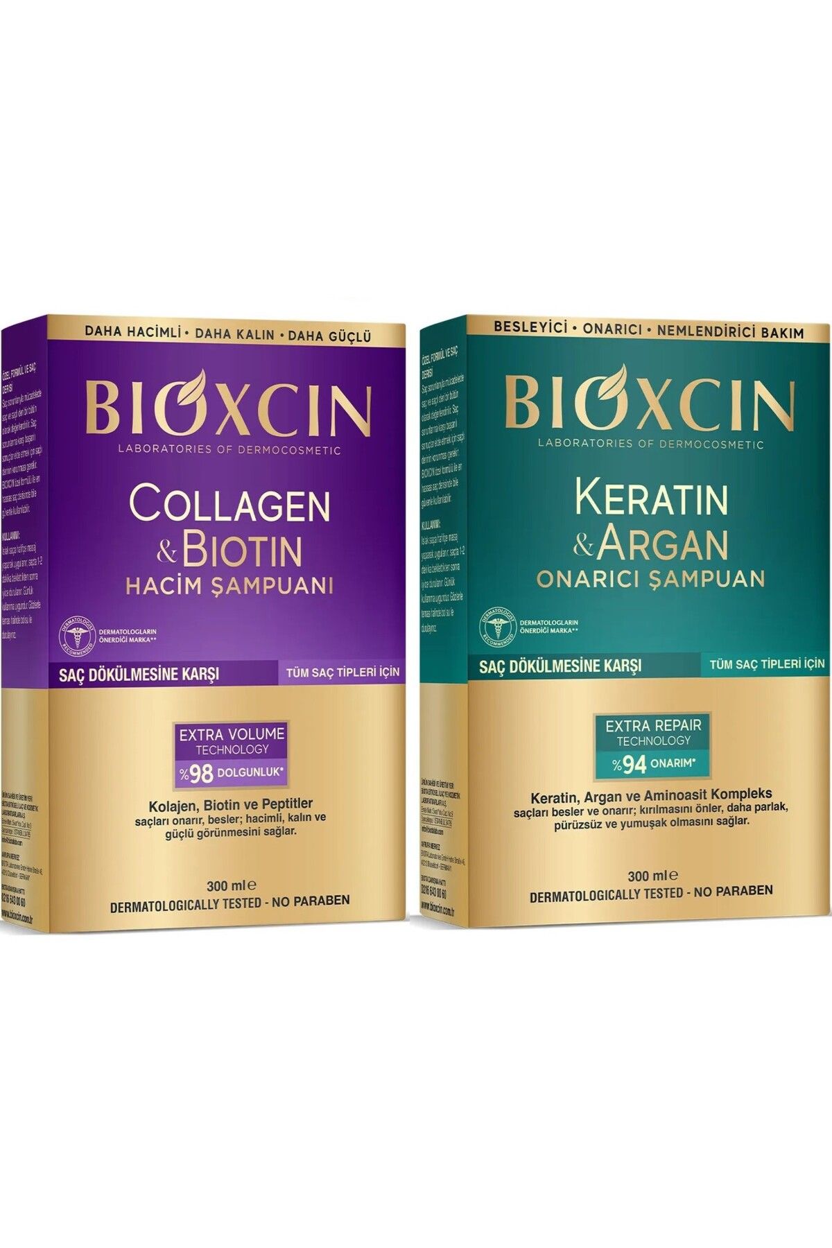 Bioxcin Collagen Biotin Şampuan 300ml + Keratin Argan Şampuan 300ml
