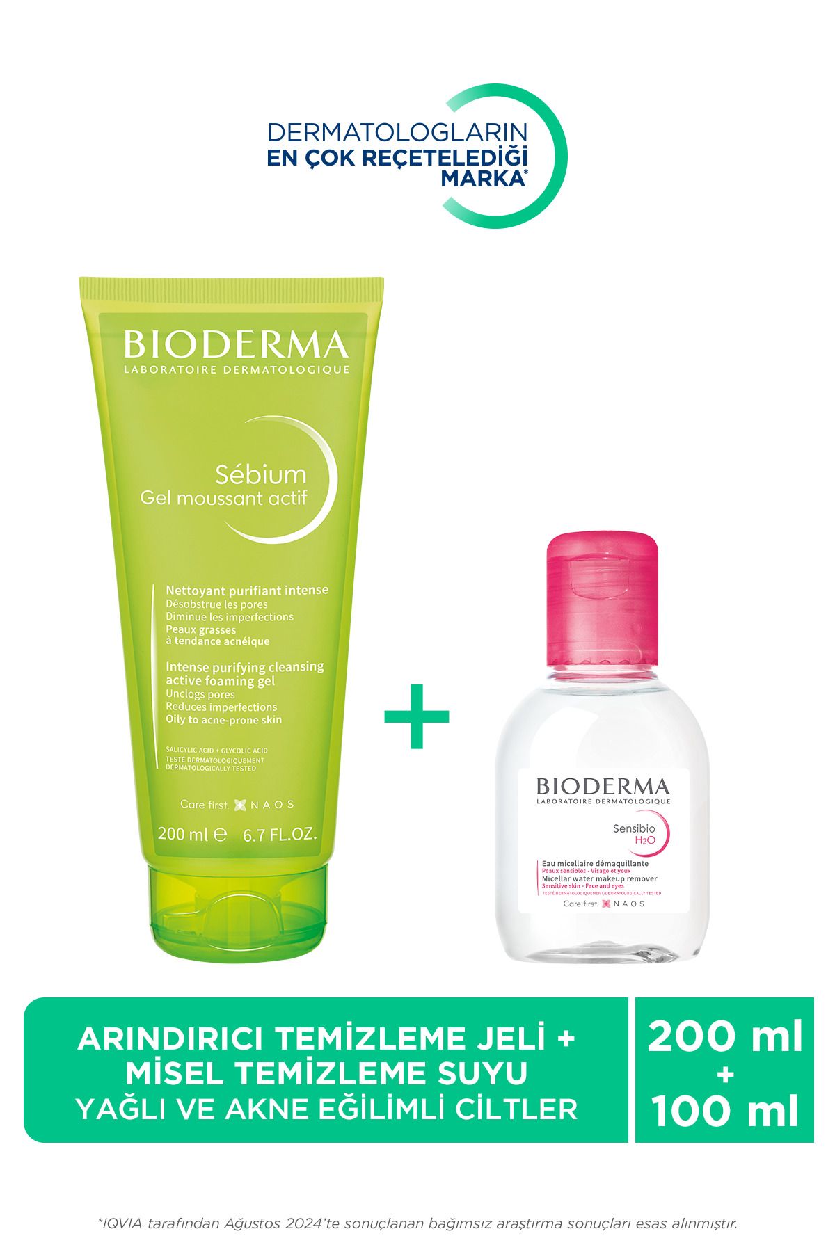 Bioderma Sebium Foaming Gel Active Yağlı Ciltler Temizleme Jeli 200ml & Misel Temizleme Suyu 100ml