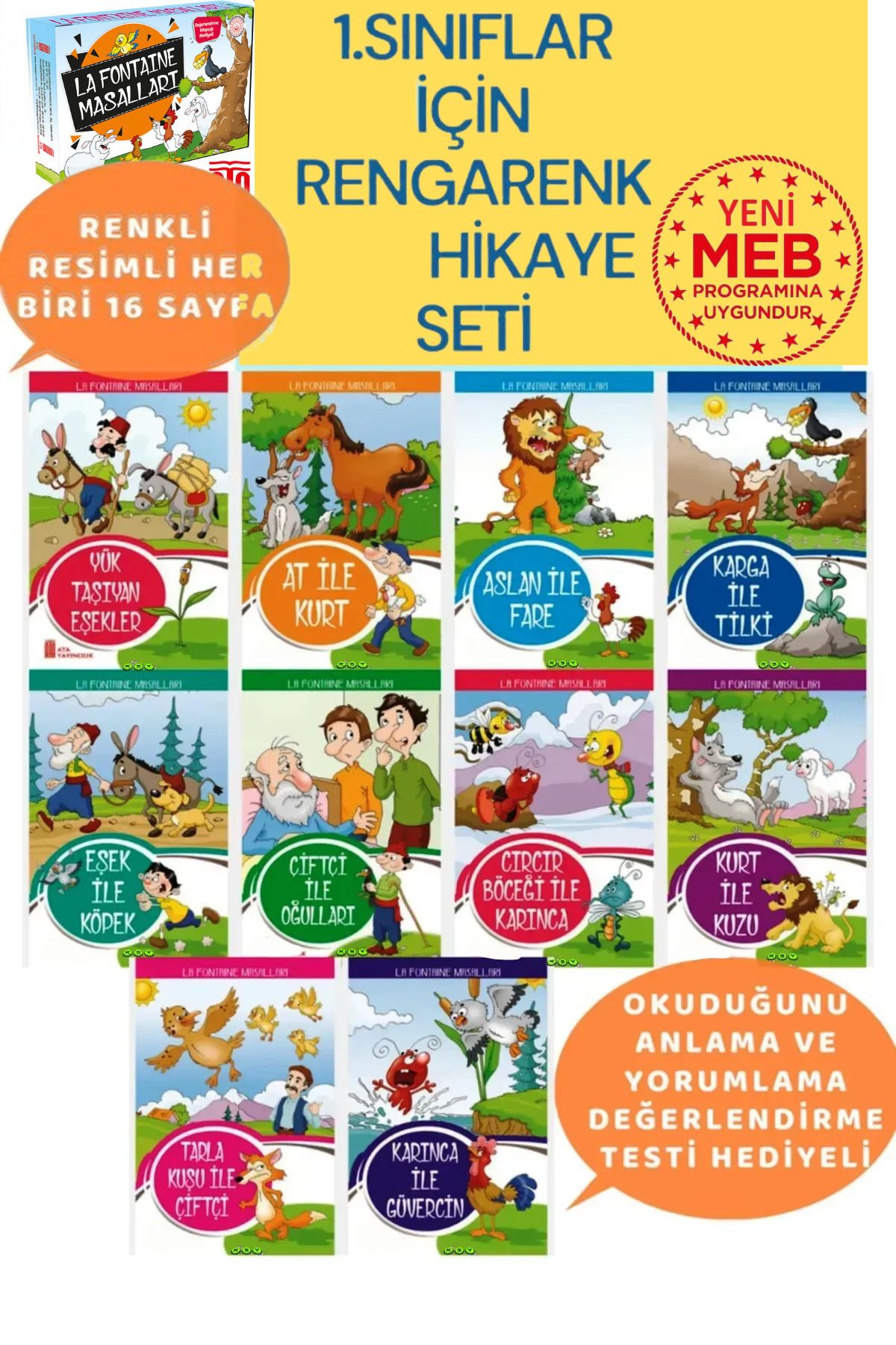 Ata Yayıncılık 1.sınıflar Için Okumayı Sevdiren Öğretmen Tavsiyeli 10'lu Hikaye Kitabı Seti