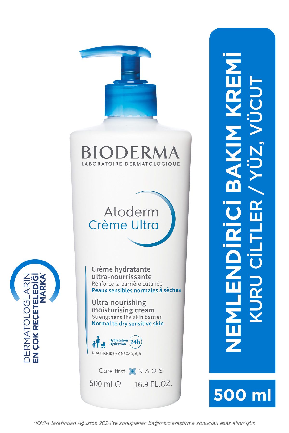 Bioderma Atoderm Cream Ultra Normal ve Kuru Ciltler için Nemlendirici Yüz, Vücut Bakım Kremi 500 ml