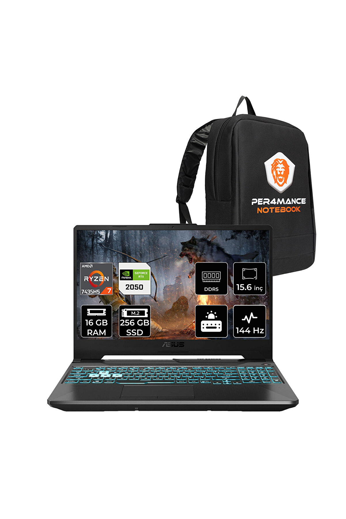 TUF Gaming A15 R7 7435HS 16GB 256GB SSD RTX2050/4GB 70W 144Hz 15.6