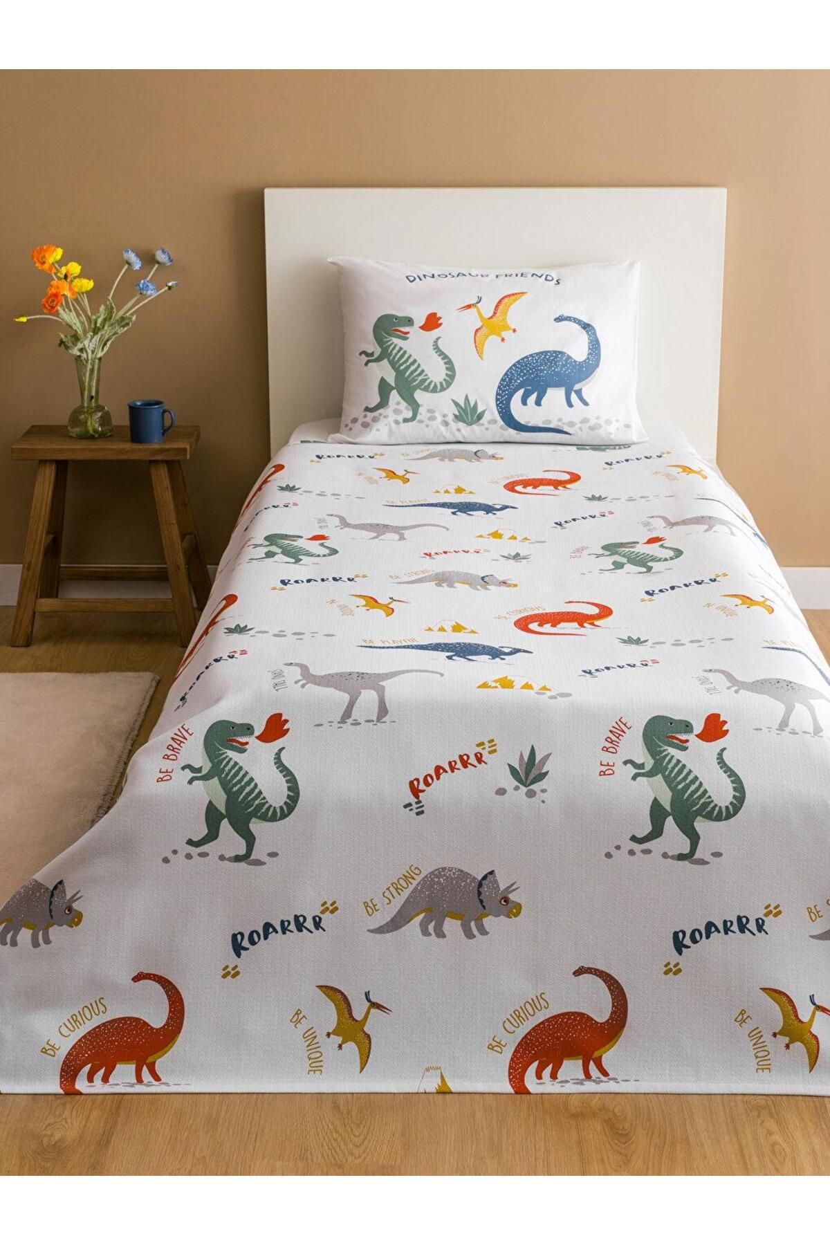 LC Waikiki LCW HOME Dinozor Baskılı Tek Kişilik Çocuk Pike Seti