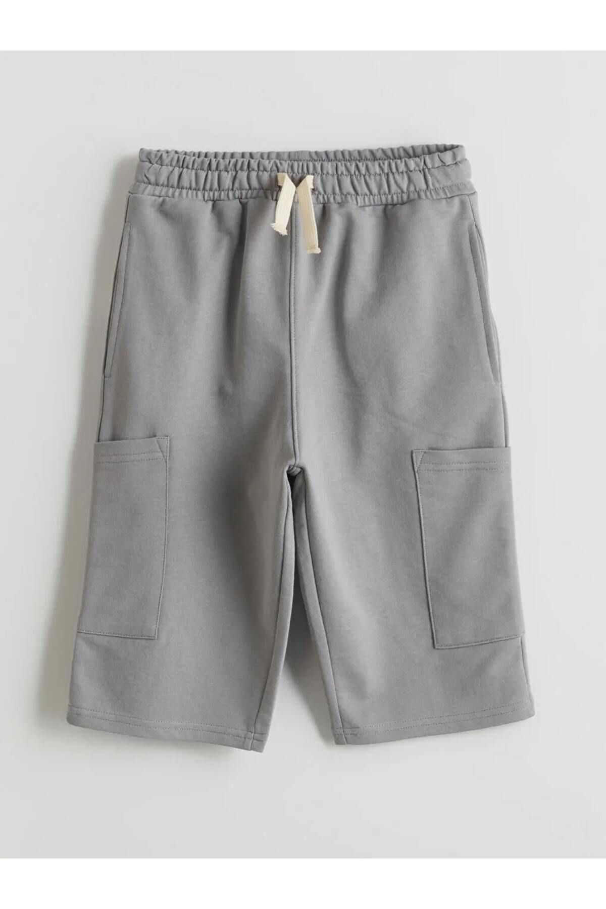 LC Waikiki LCW Kids Gri Beli Lastikli Basic Erkek Çocuk Kargo Şort