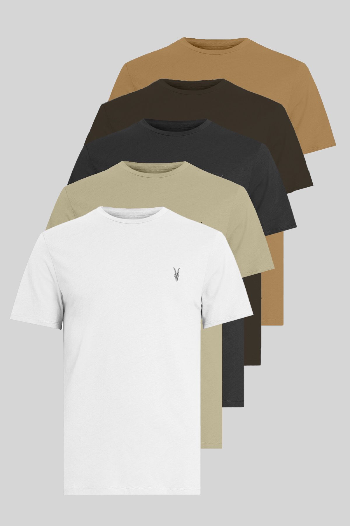 Kozik Erkek 5'li Tişört Standart kalıp Bisiklet Yaka Yazlık Basic Erkek T-Shirt