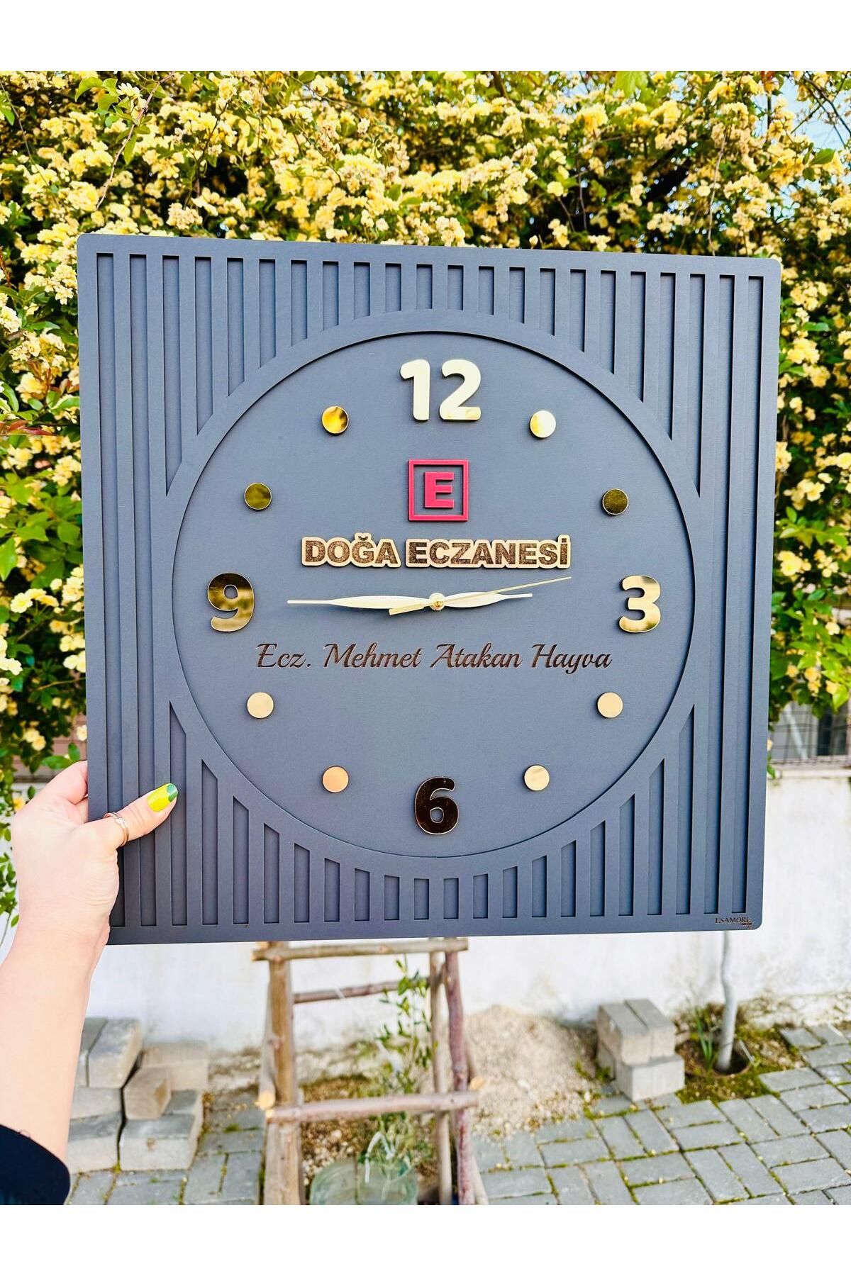esamore concept 40*40 Cm Kişiye Ve Işyerlerine Özel Markalı Modern Özel Tasarım Dekoratif Duvar Saati - Promosyon
