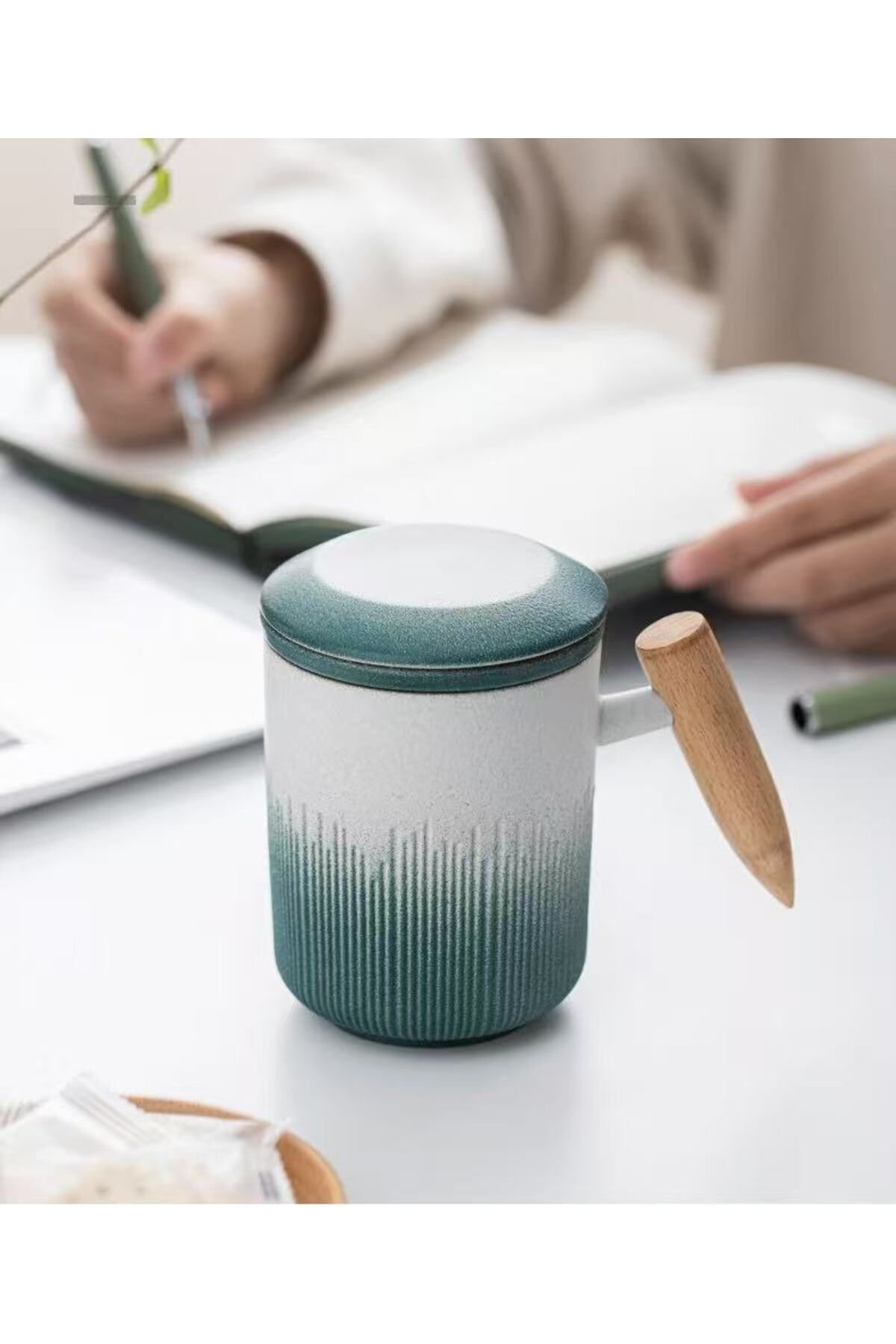 Nexo Kapaklı ve Süzgeçli Çay Bardağı, 380 ml Ahşap Saplı Süzgeçli Çay Bardağı