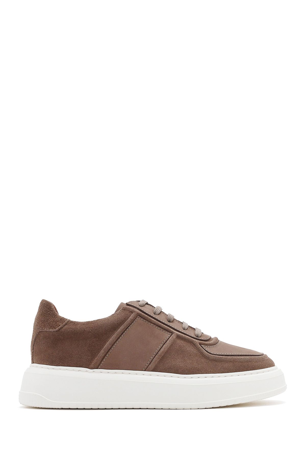 Derimod Erkek Bej Bağcıklı Kalın Tabanlı Süet Deri Sneaker 25SFD724310