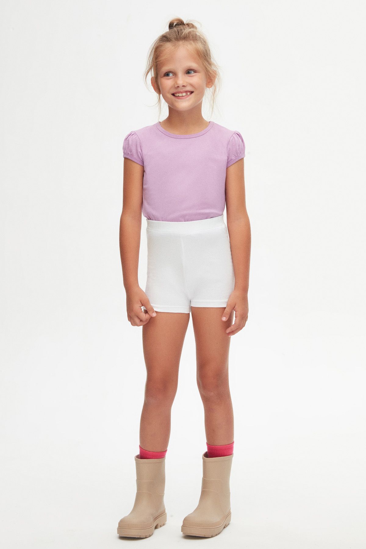 LOVETTI Beyaz Basic Kız Çocuk Dans Şort