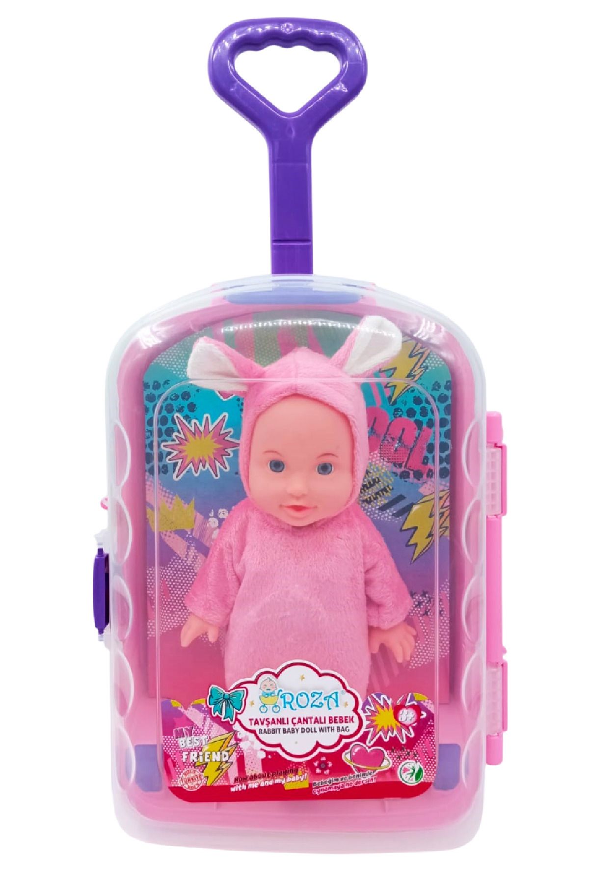 Global Toys ROZA Tavşanlı Çantalı Konuşan Oyuncak Bebek – 23 cm