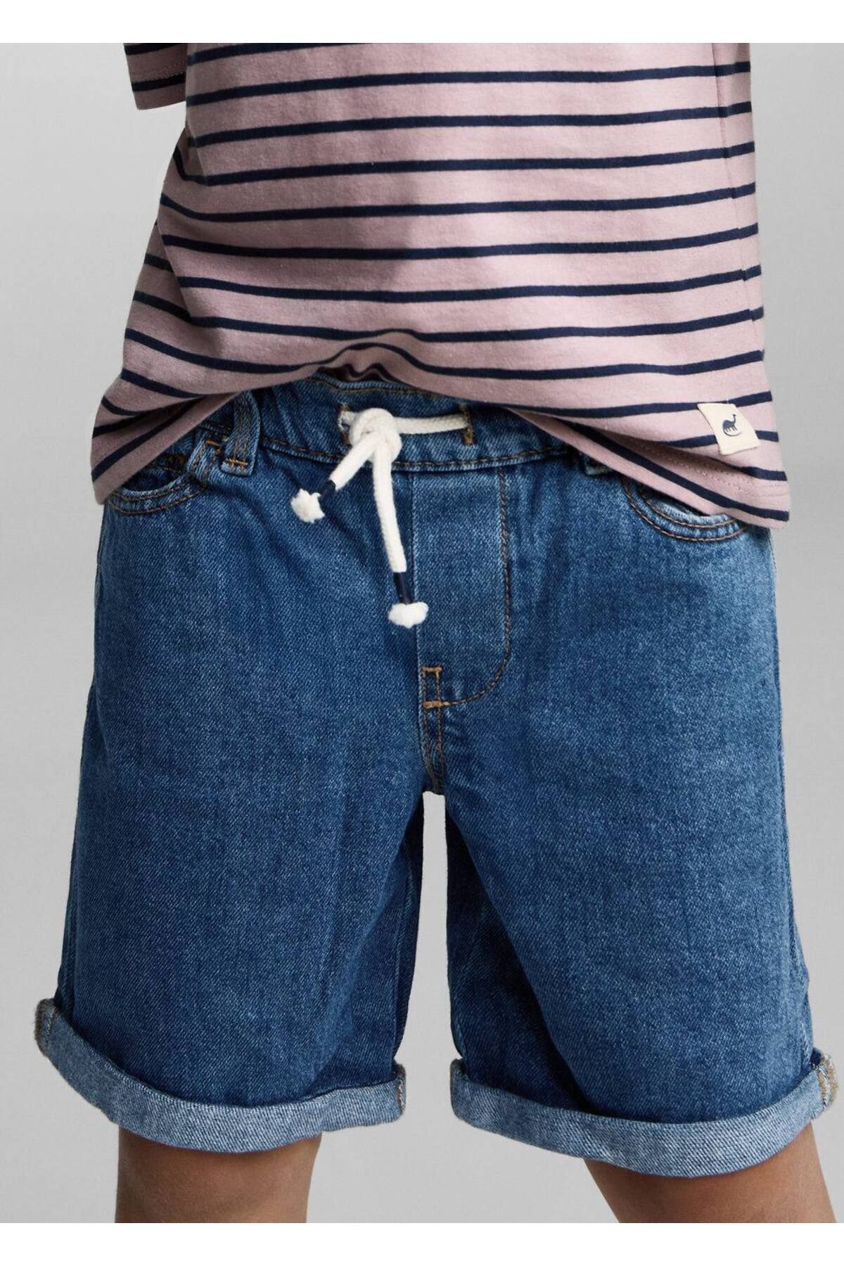 MANGO Baby Bağcıklı denim şort