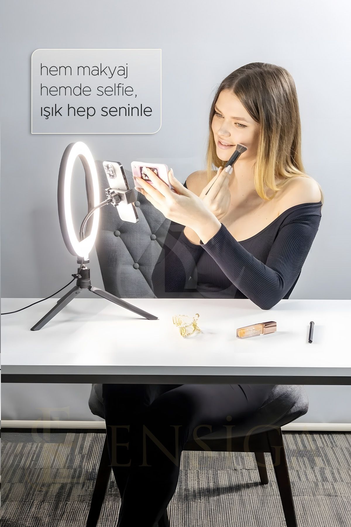 EN SİGA Masa Ayaklı 10 Inç Led Ring Lıght Influencer Youtuber Tiktok Telefon Tutucu Makyaj Işığı