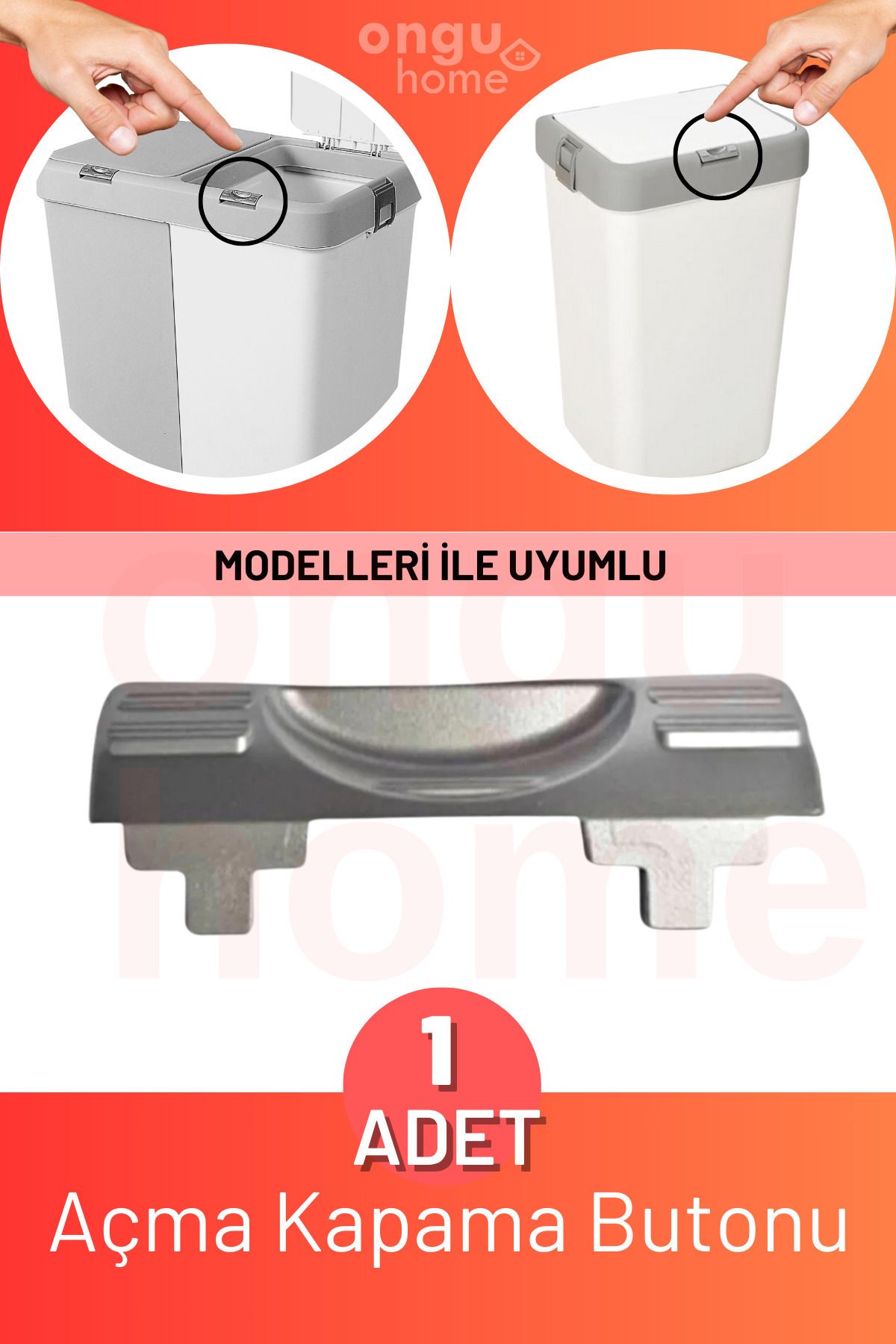 ongu home Çamaşır Sepeti Mote Kirli Sepeti Yedek Açma Kapama Butonu 40lt 80lt Ile Uyumlu Butonu 1 Adet