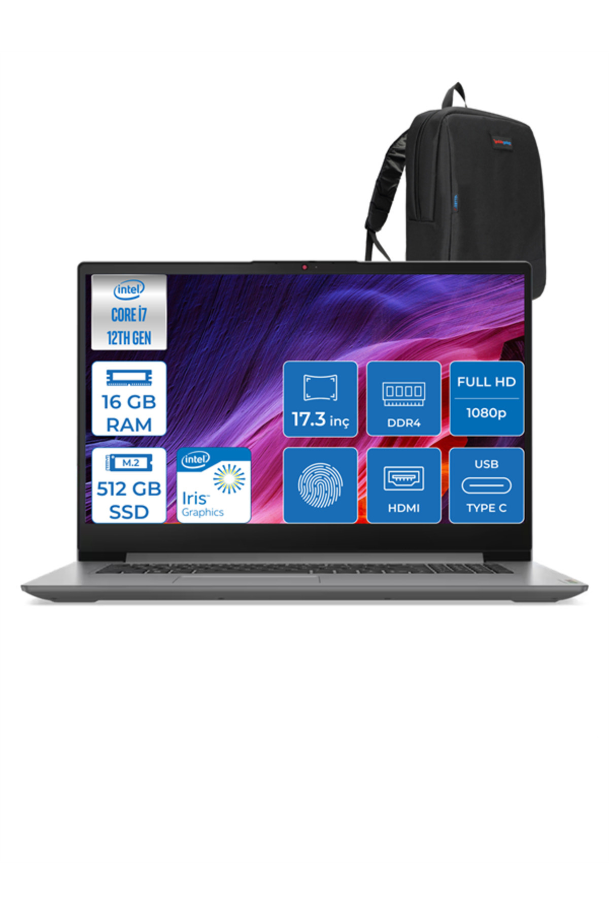 Ideapad 3 17IAU7 82RL00DTTX I7 1255U 16GB 512GB SSD W11P 17.3