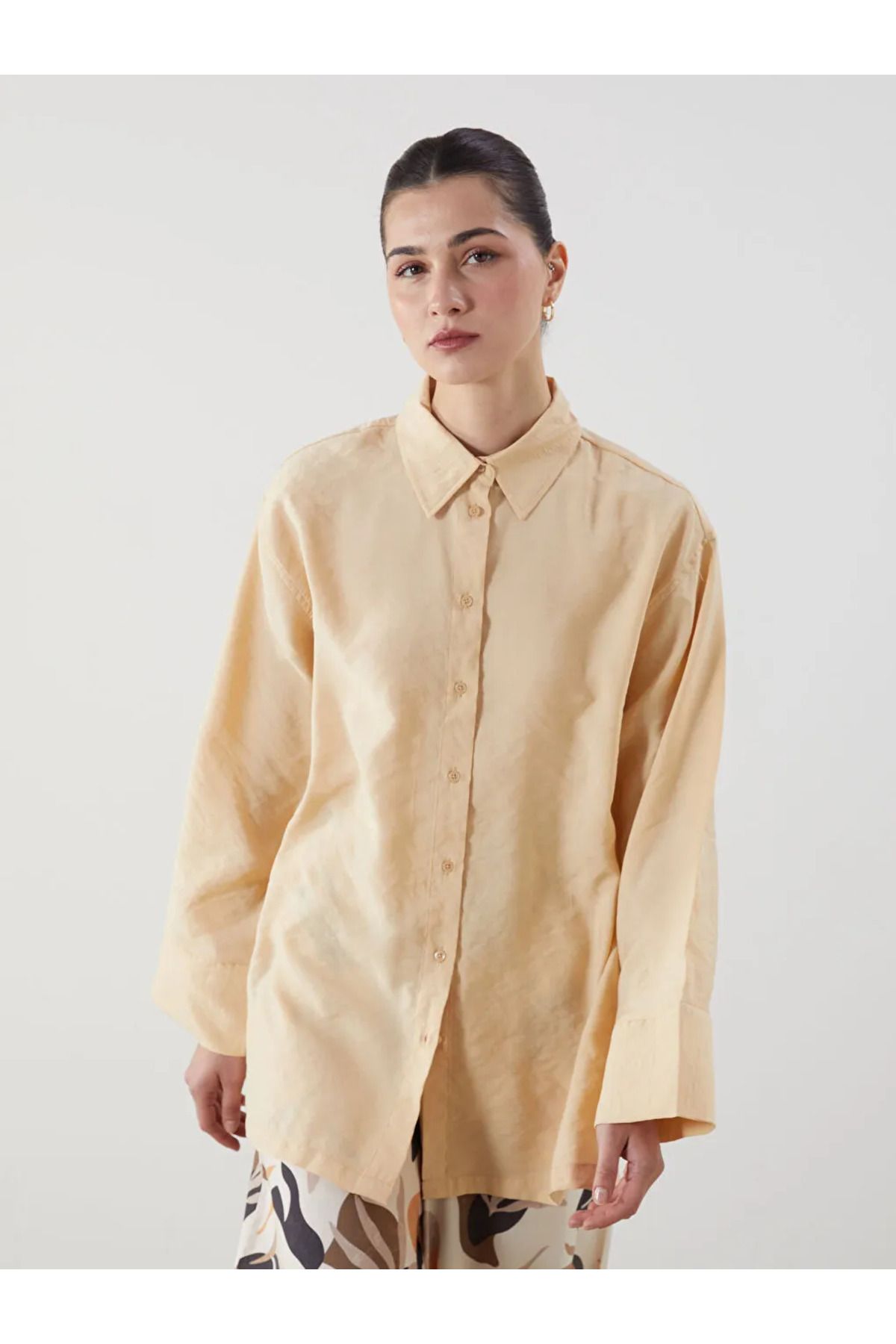 LC Waikiki LCW Modest Sari Modal Karışımlı Kadın Gömlek Tunik
