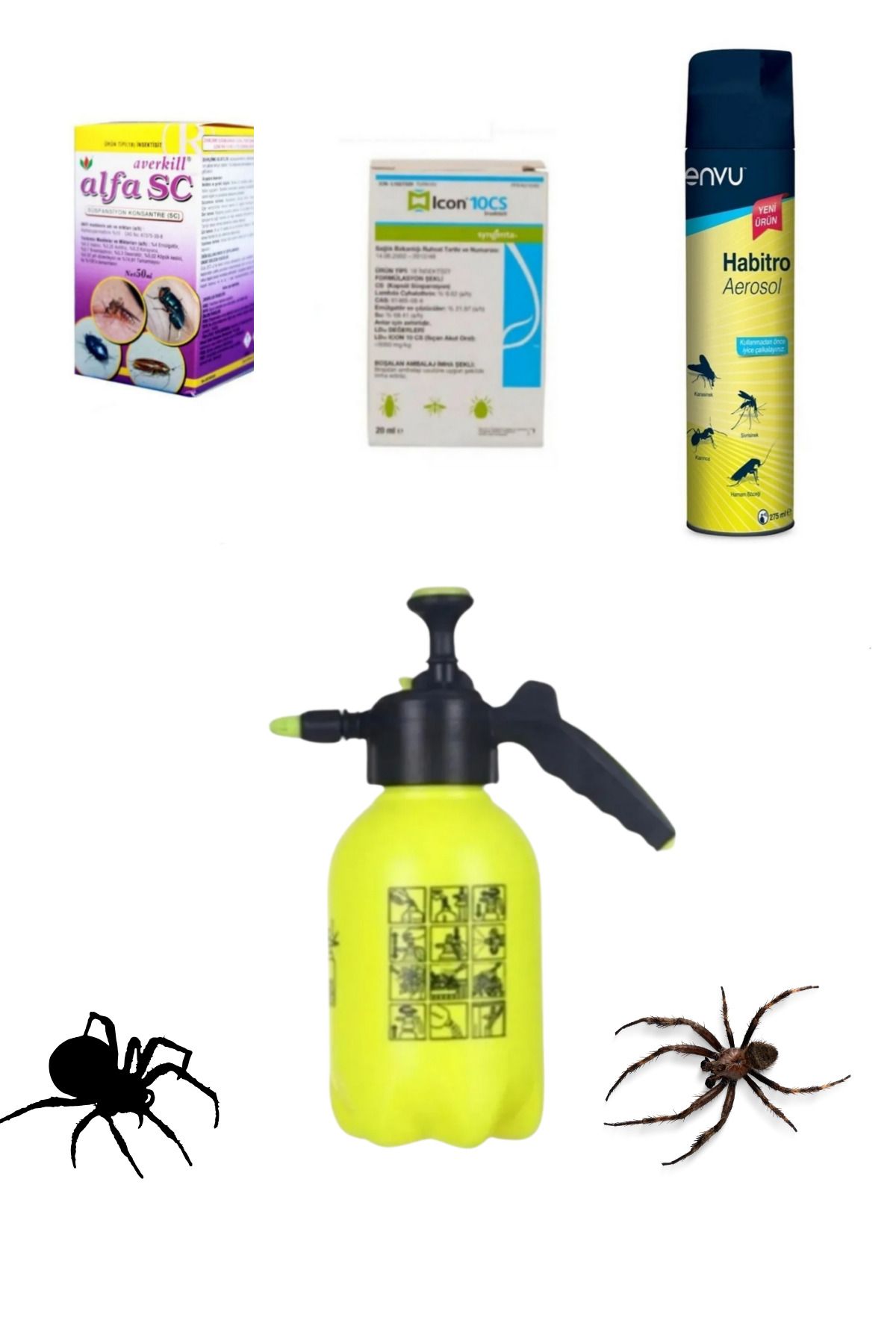 Bayer Örümcek İlaçlama Seti/Averkill 50ML-İcon 25ML Bayer Aerosol 275ML-2Lt Pompa
