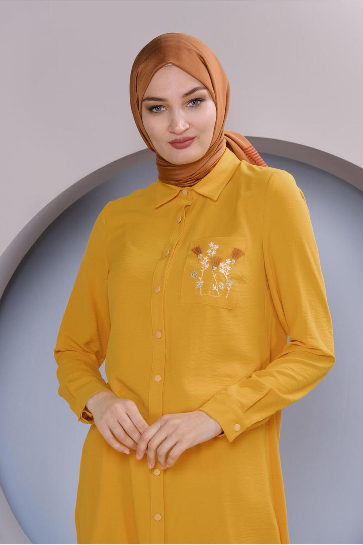 Alvina Cep Kısmı Nakış Işlemeli Tunik 40664
