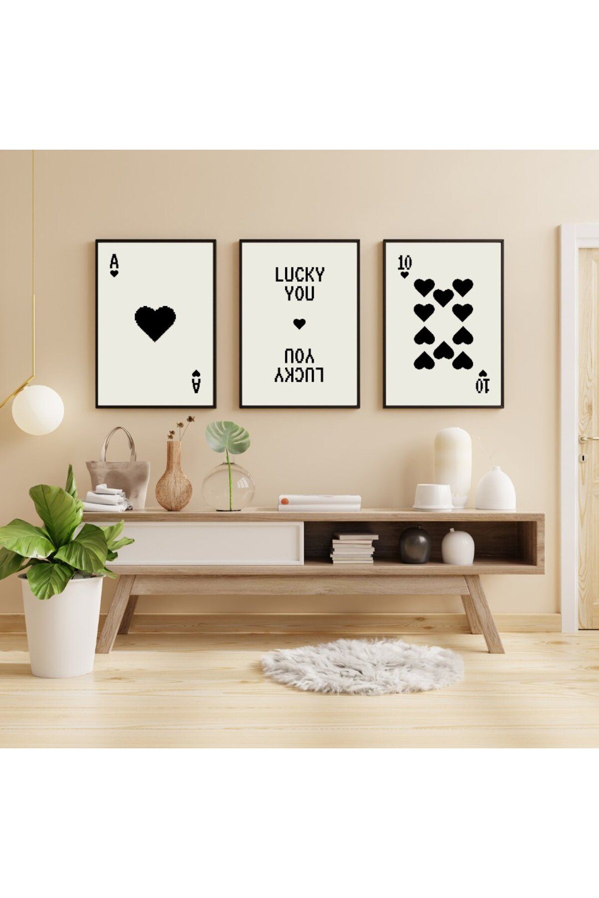 PRYDESIGN Pry Design 3'lü Set Siyah Kartlar Duvar Tablosu Çerçeveli PRY_0302_00