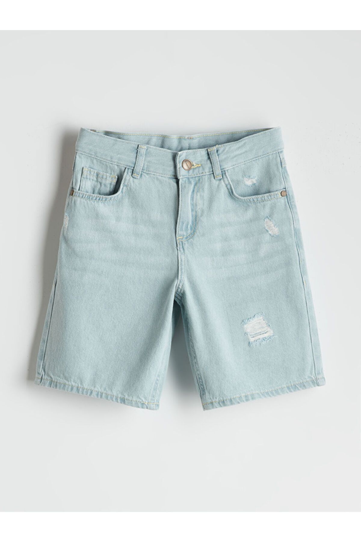 LC Waikiki LCW Kids Indigo Beli Ayarlanabilir Lastikli Erkek Çocuk Jean Şort T T