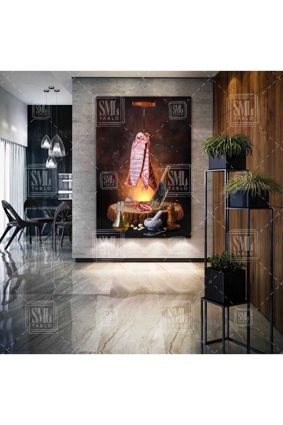 SML TABLO Kasap Et Lokanta Mutfak Restorant Dekor Dikey Kanvas Tablo