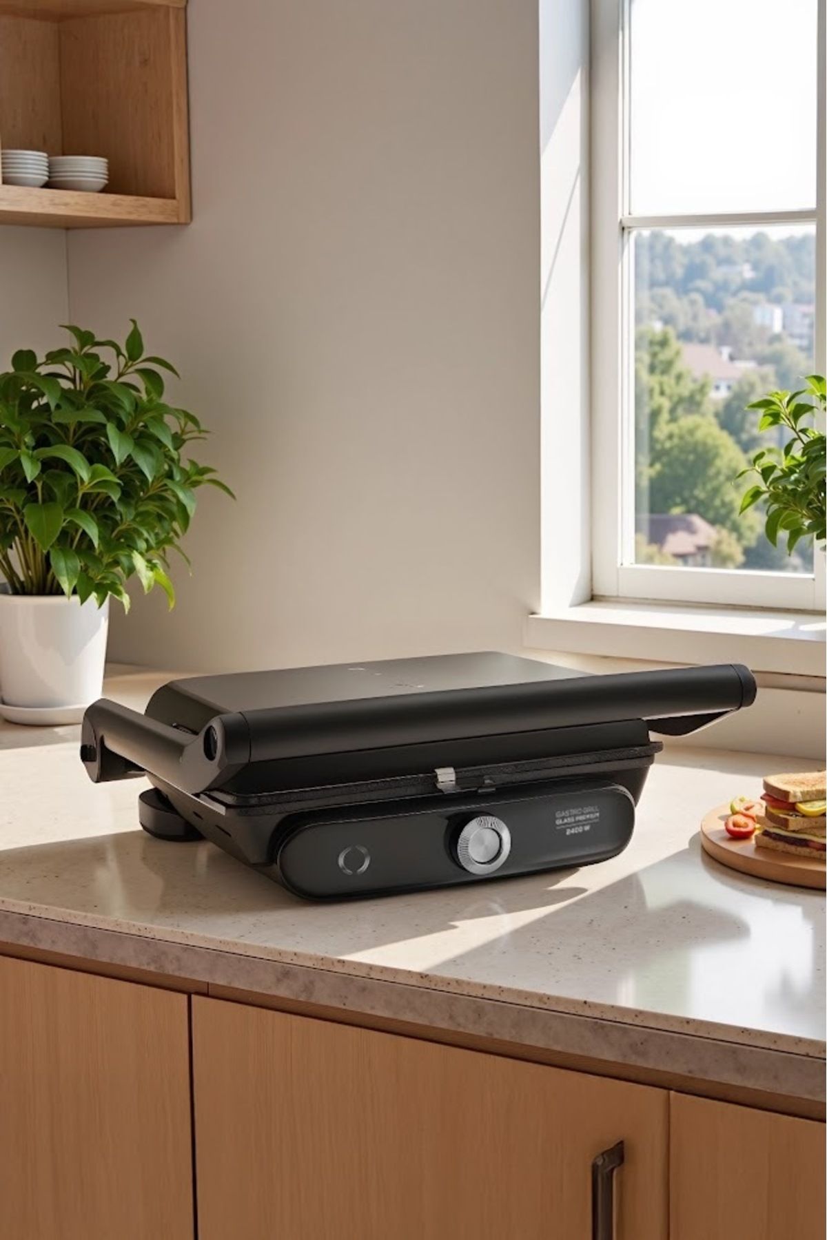 Karaca Gastro Grill Glass Premium Tost Makinesi Black Chrome 2400 W