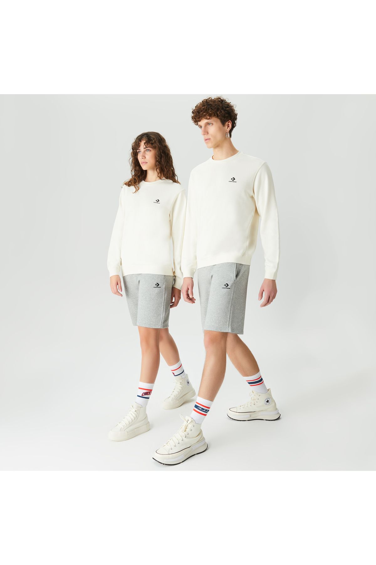 Converse Go-to Embroidered Star Chevron Fleece Unisex Gri Şort