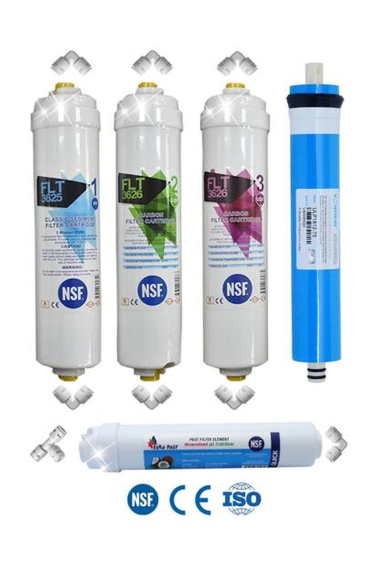 FLT Nsf Onaylı Inline Su Arıtma Filtresi 5'li Kapalı Kasa Reverse Osmosis Membran