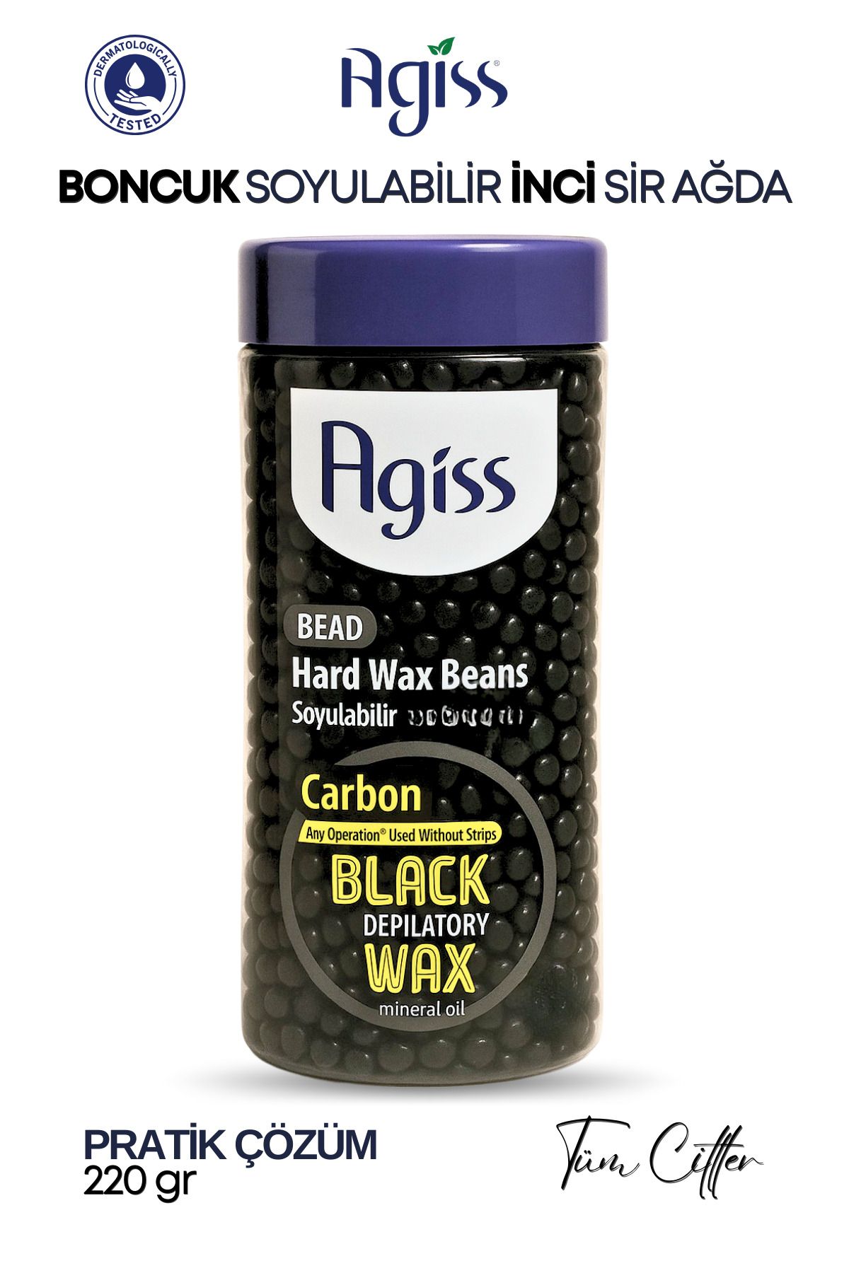 AGISS Tüm Ciltler Için Boncuk Soyulabilir Inci El Ağdası Carbon Şişe 220 Gr,