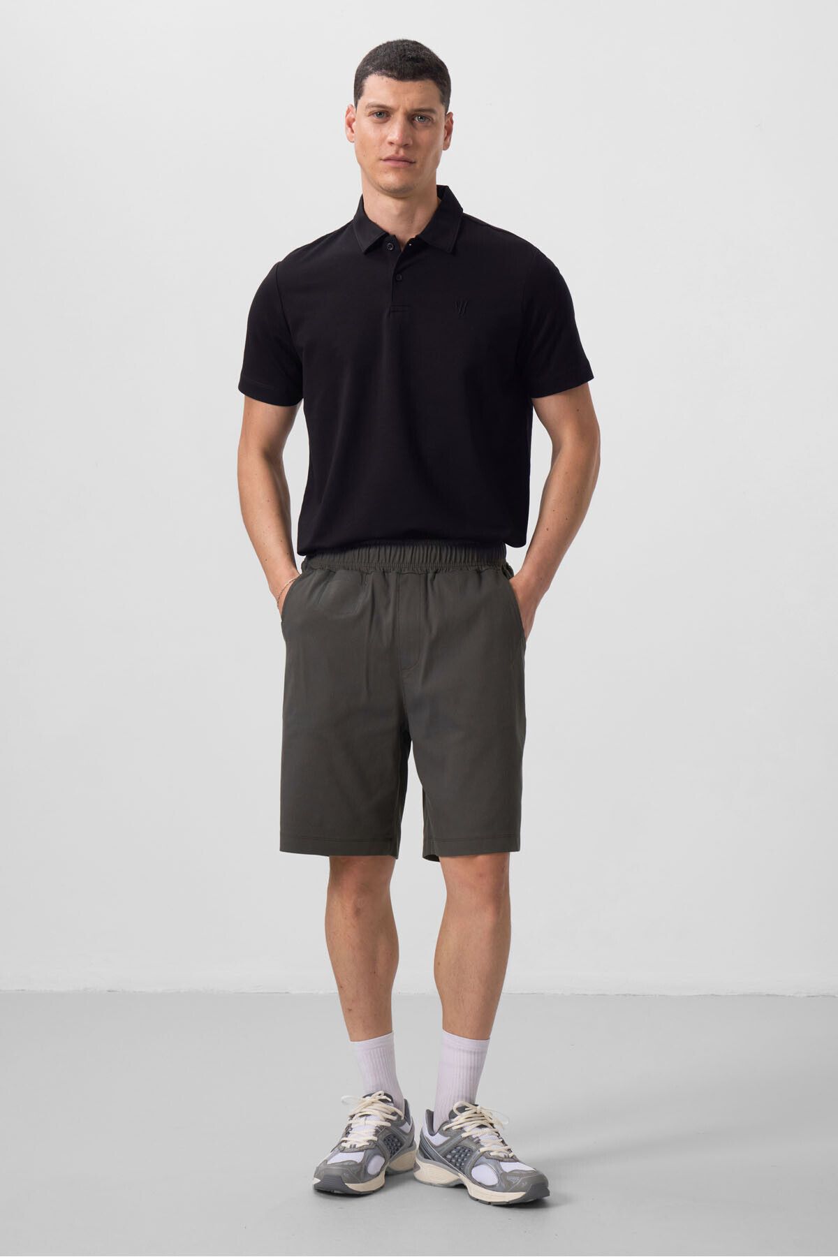 TOMMY LIFE Antrasit Standart Fit Dokuma Hafif Esnek Chino Erkek Şort - 81290
