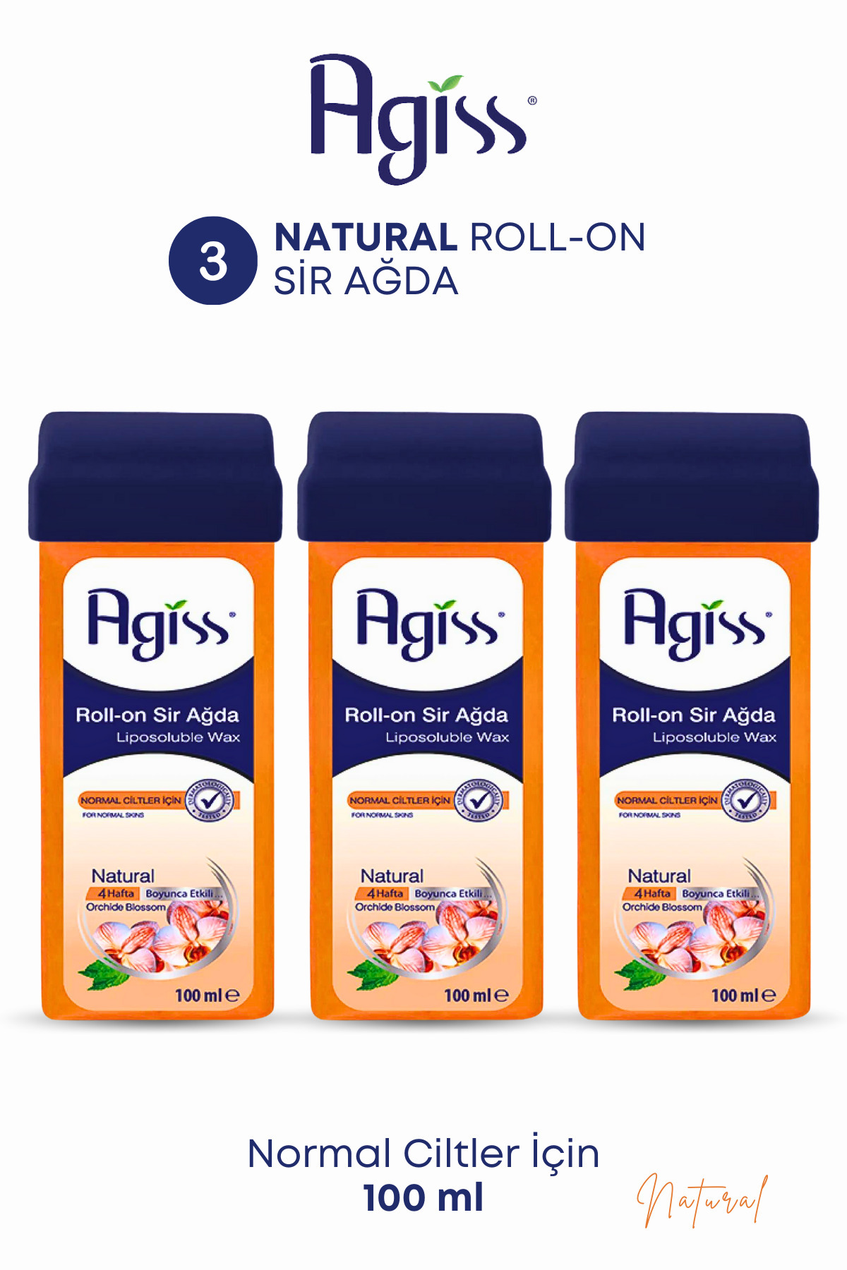 AGISS Normal Ciltler Için Roll-on Sir Ağda, Kartuş Ağda 100 ml - For Natural Skins 3 Adet