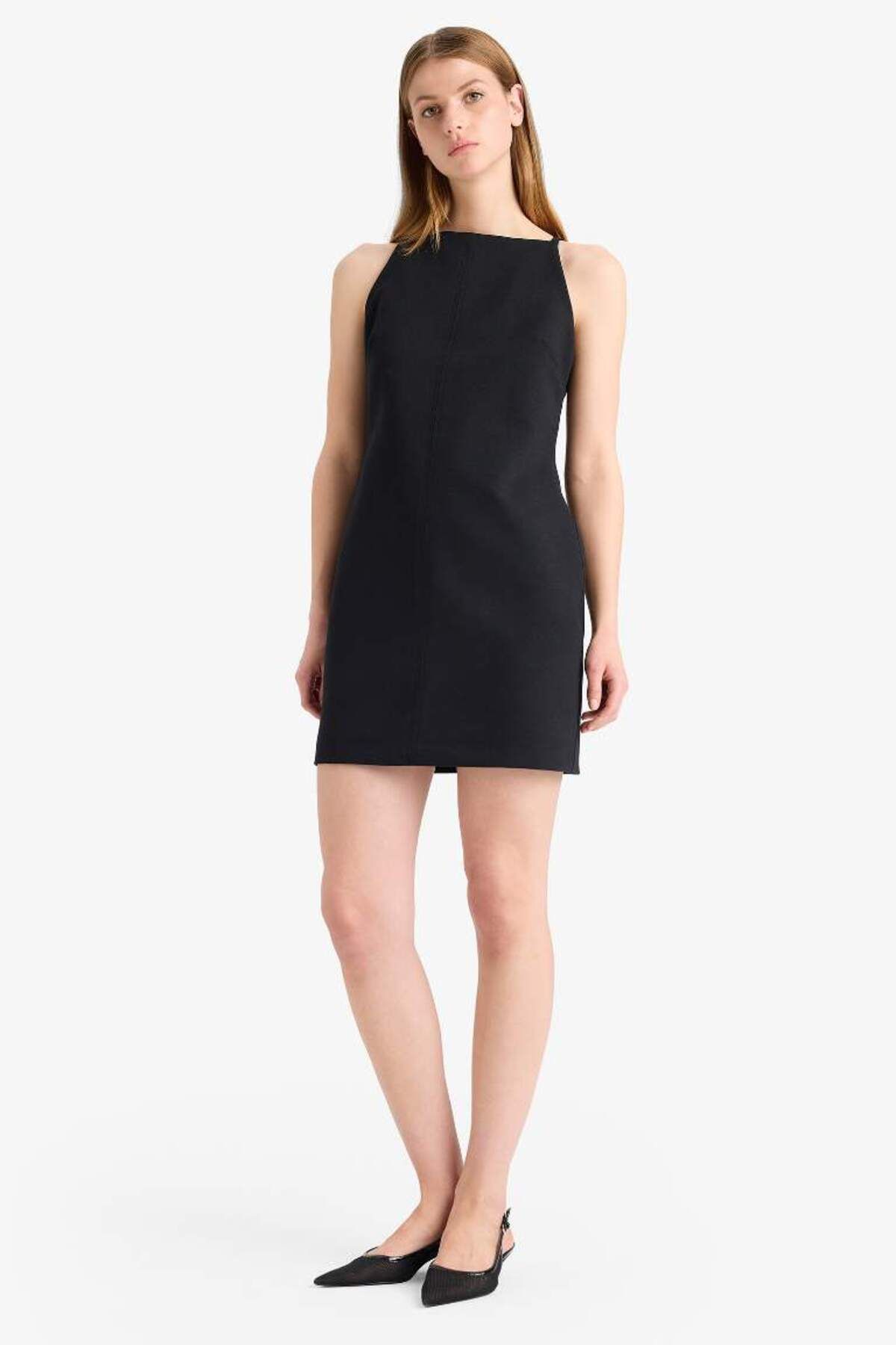Defacto Halter Yaka Basic Düz Mini Siyah Elbise F1775ax25sm