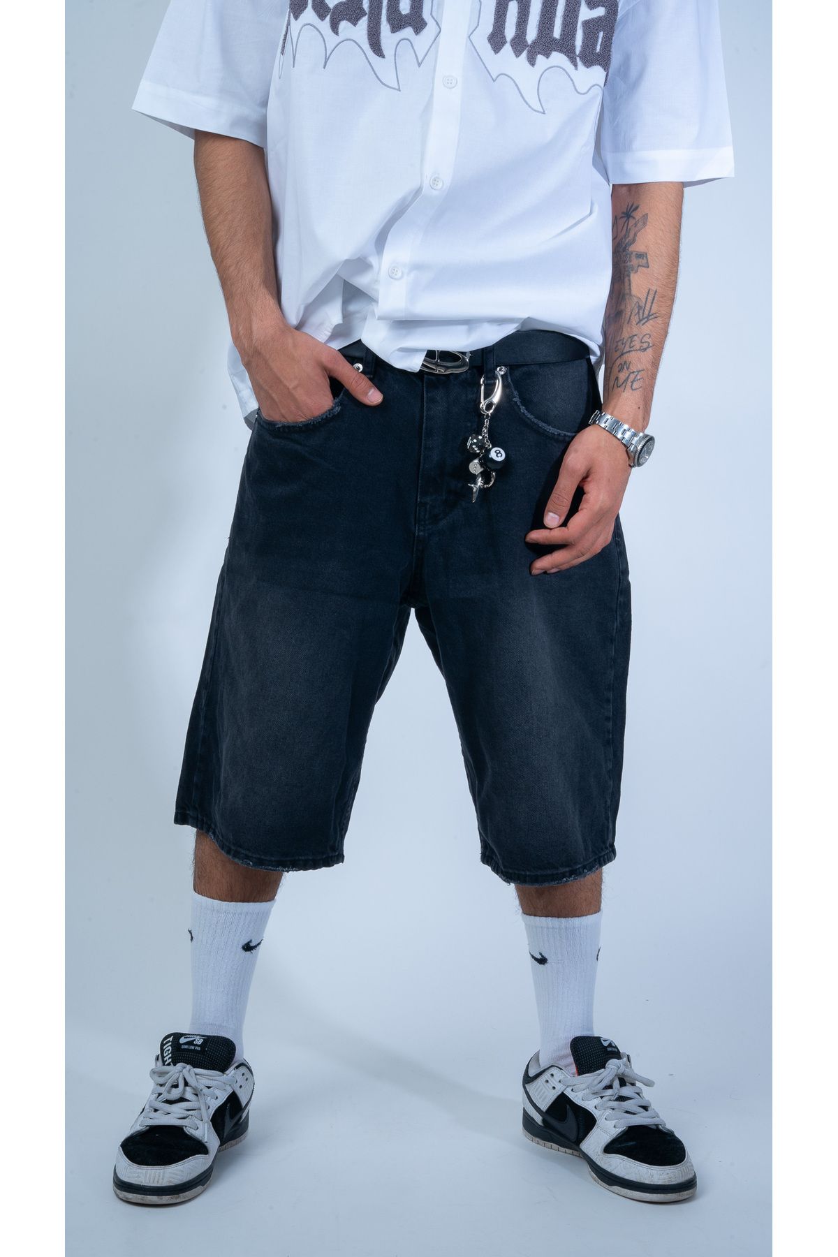 Butik Siyah Baggy Skate Şort