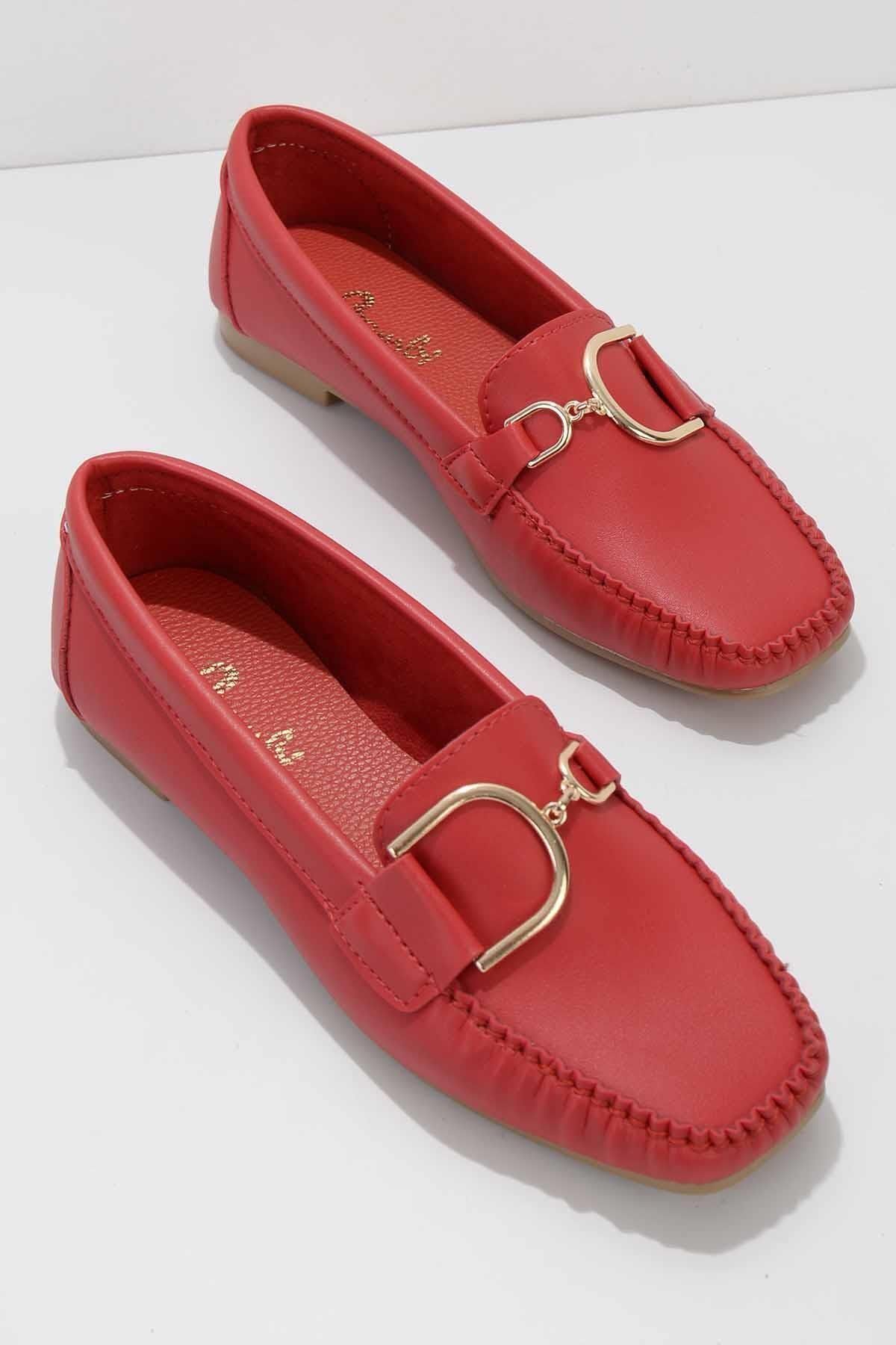 Bambi Kırmızı Kadın Loafer Ayakkabı K01542030509