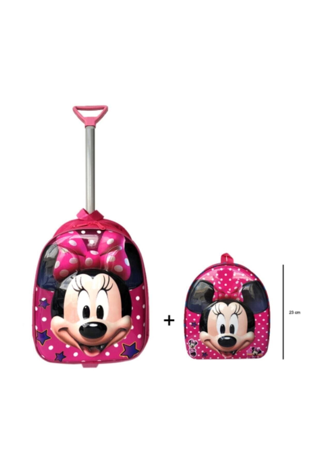 ROXY DESİNG Anaokulu Çanta Seti Çekçekli Çanta - Mini Sırt Çantası Minnie Mouse Minnie Set