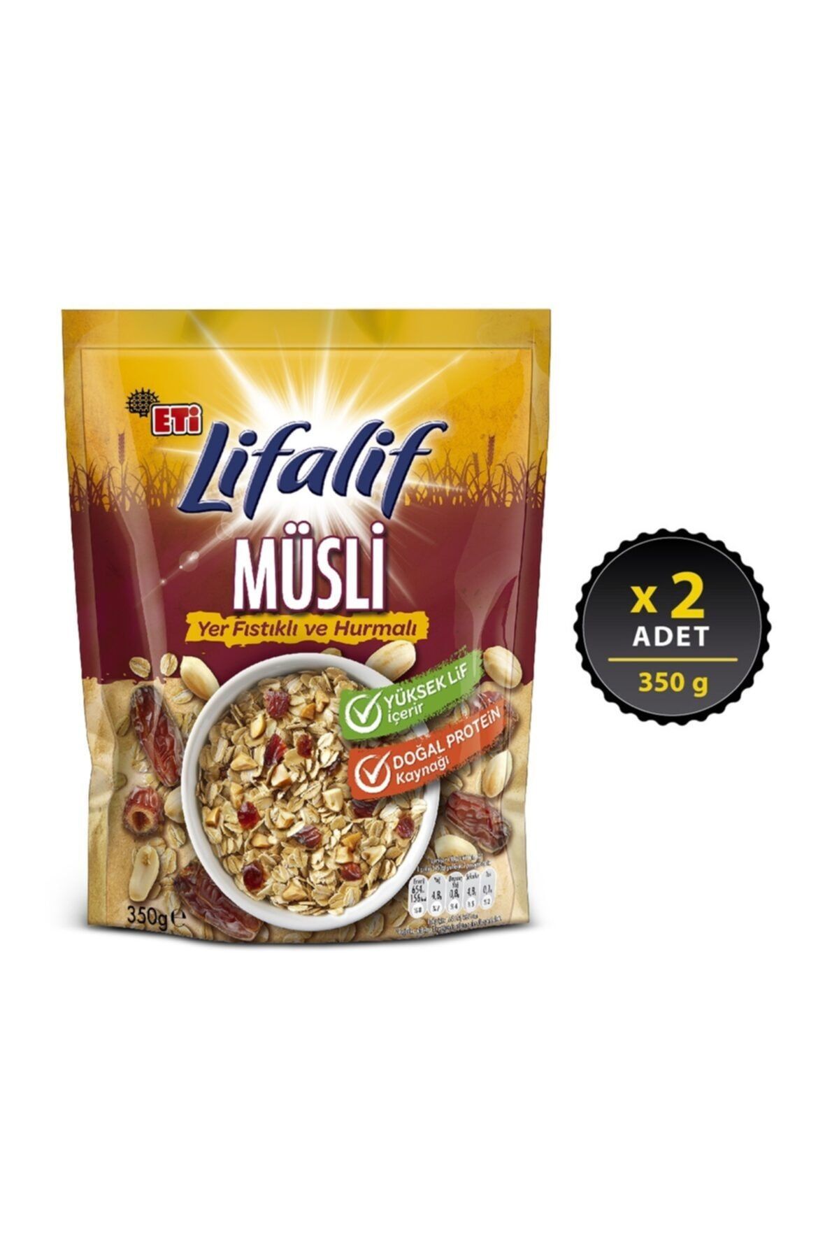 Eti Lifalif Yer Fıstıklı ve Hurmalı Müsli 350 g x 2 Adet