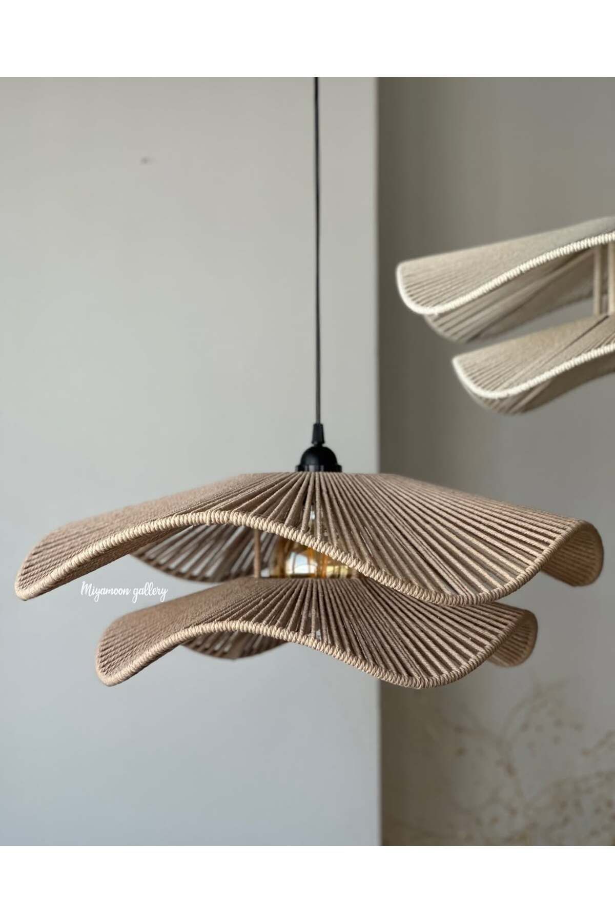 luminart LUMİNART Rustik Tarz Bohem avize Makrome avize Salon avize Yatak Odası Avize Rattan Avize