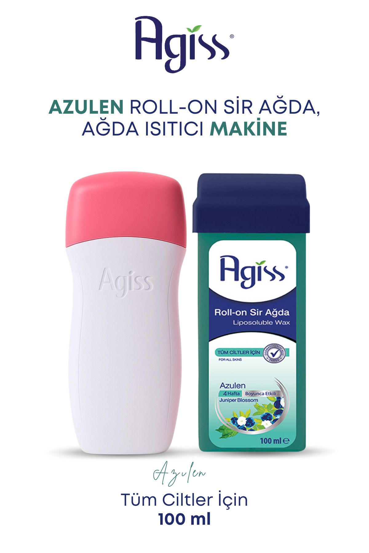AGISS Tüm Cilt Tipleri Için,4 Hafta Etkili, Ağda Seti,azulen Roll-on Sir Ağda,sir Ağda Isıtıcı Makine