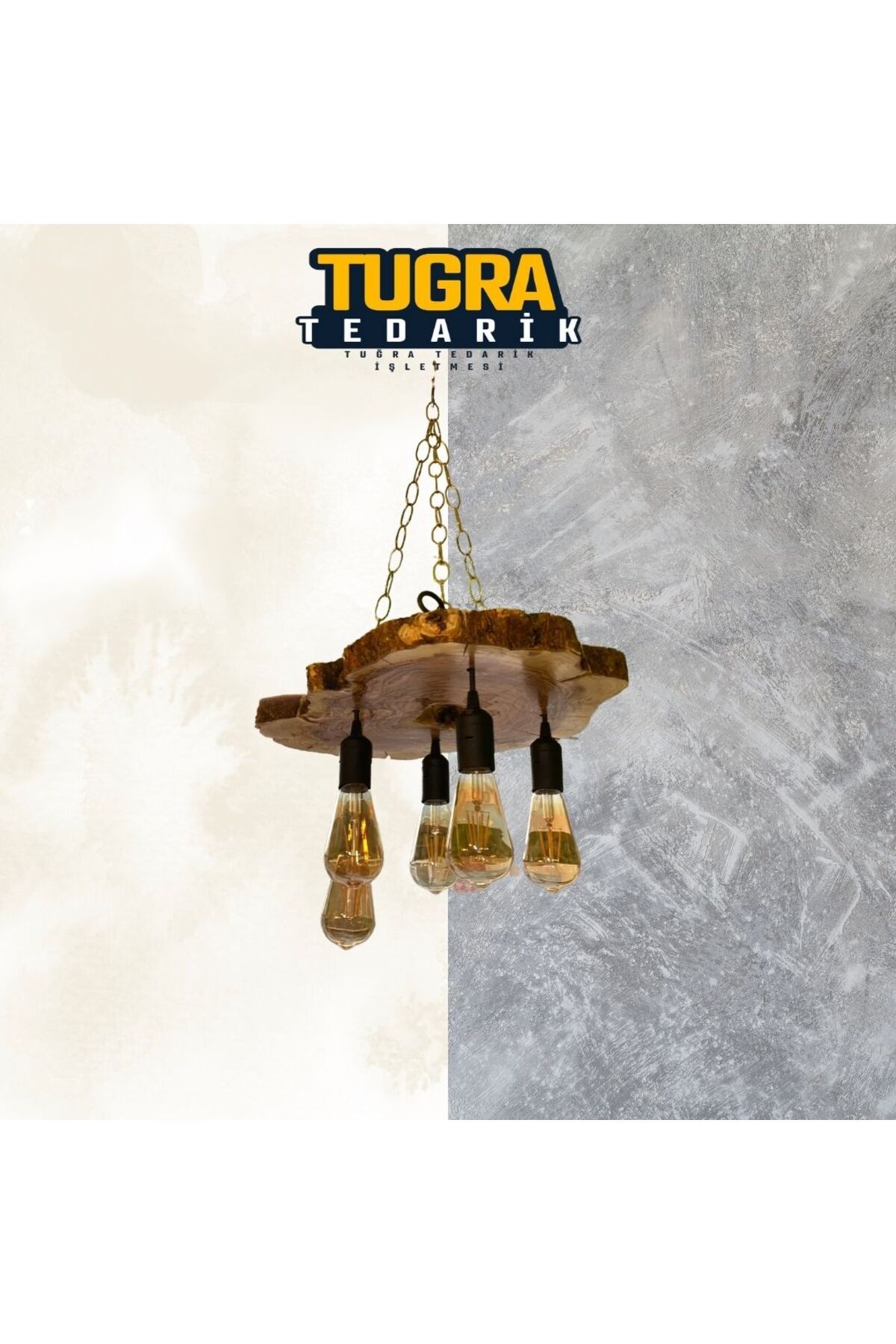 Tuğra Tedarik Ahşap Avize Yuvarlak Ahşap