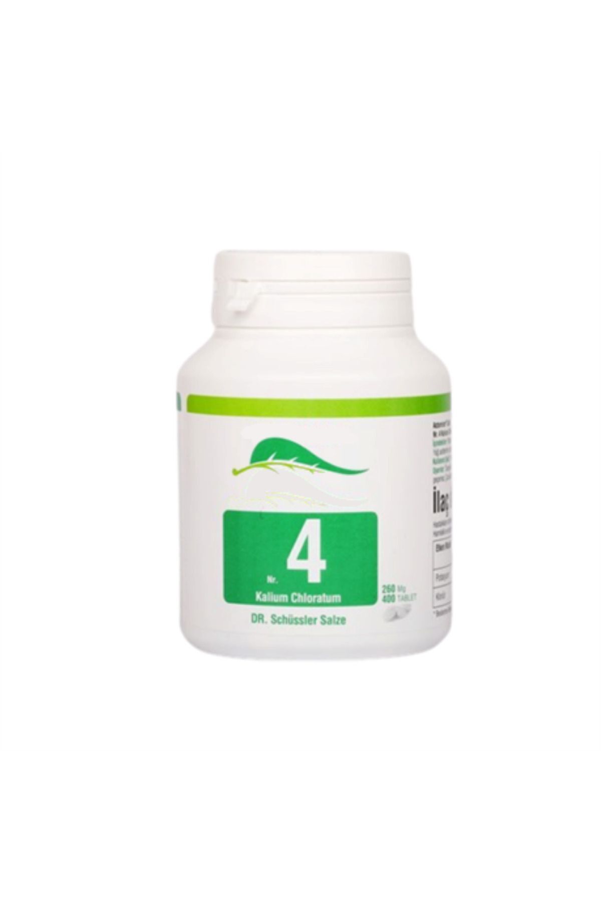 Schüssler Dr. Tuzları Nr:4 | Kalium Chloratum | 400 Tablet Gıda Takviyesi