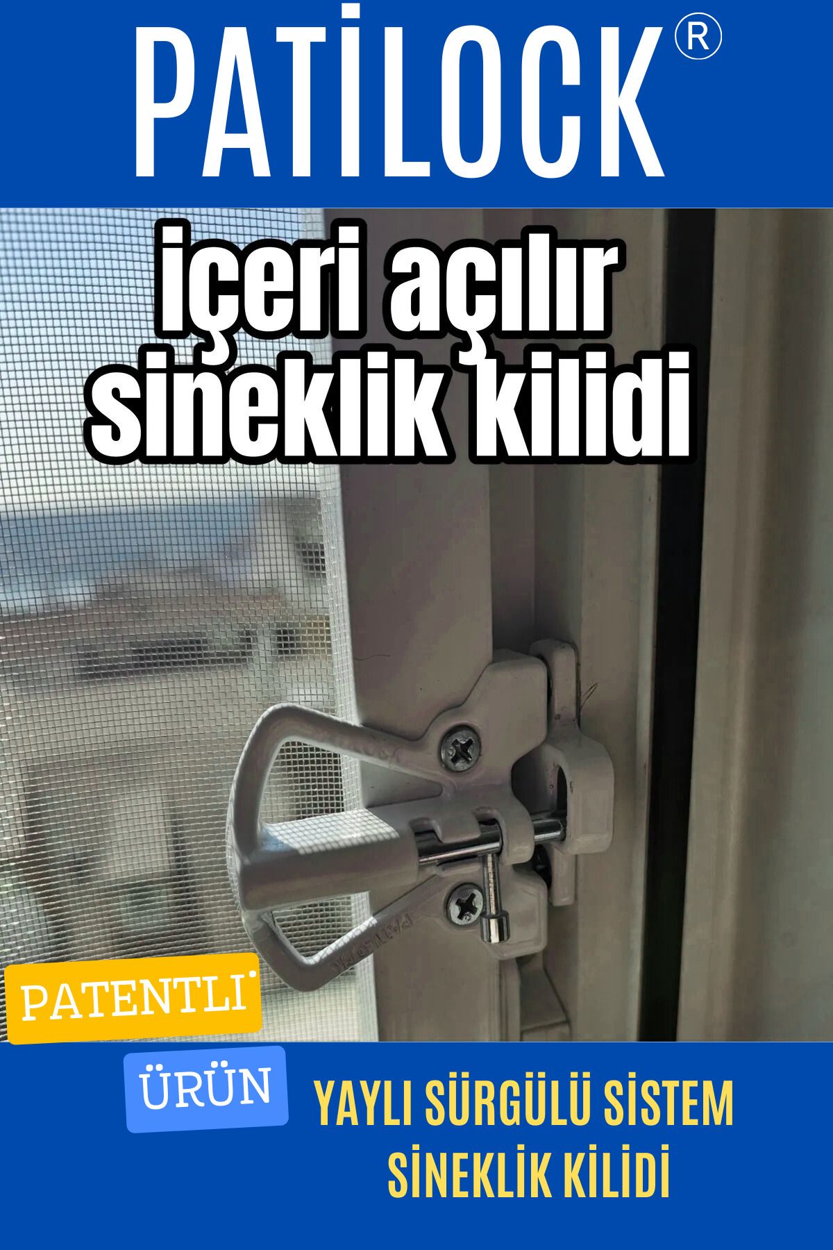 PATİDOOR Patilock Kedi Sineklik Kilidi /beyaz Renk / Içeri Açılır Sineklikler Için Uygundur.
