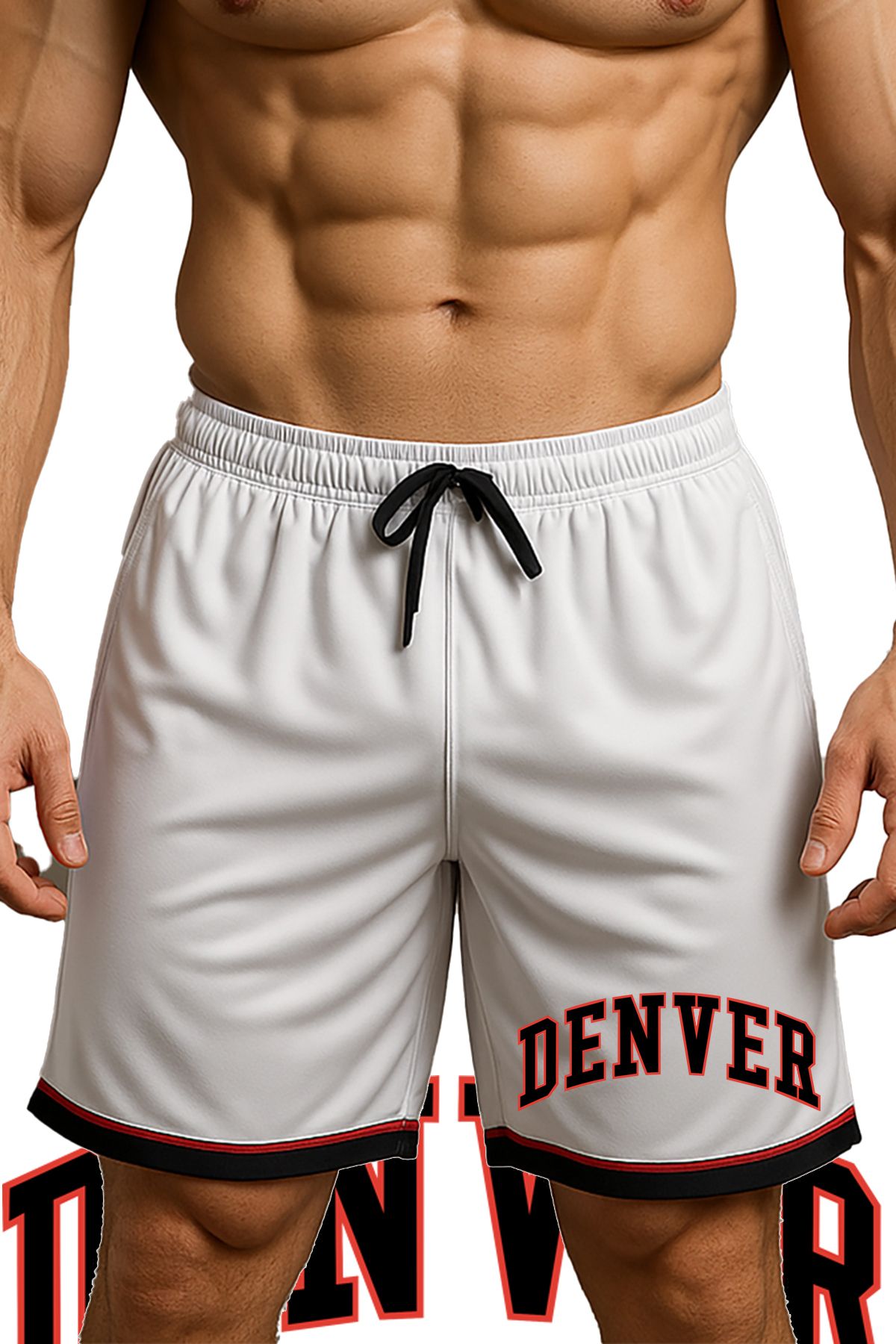 TOP GLORY Cepli Denver Baskılı Basketbol Şortu Spor Şort