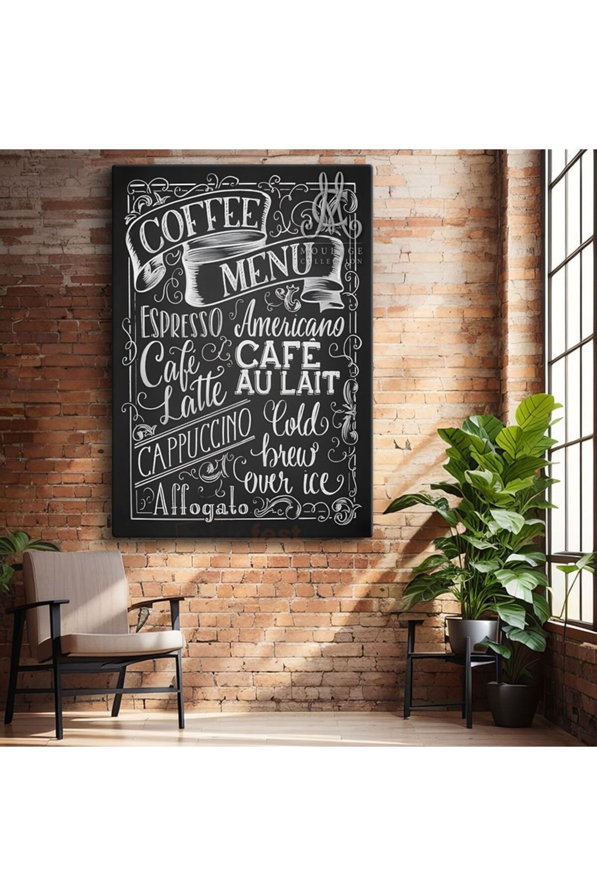Tablofest Coffee Menu - Kara Tahta Kafe Menüsü Kanvas Tablo