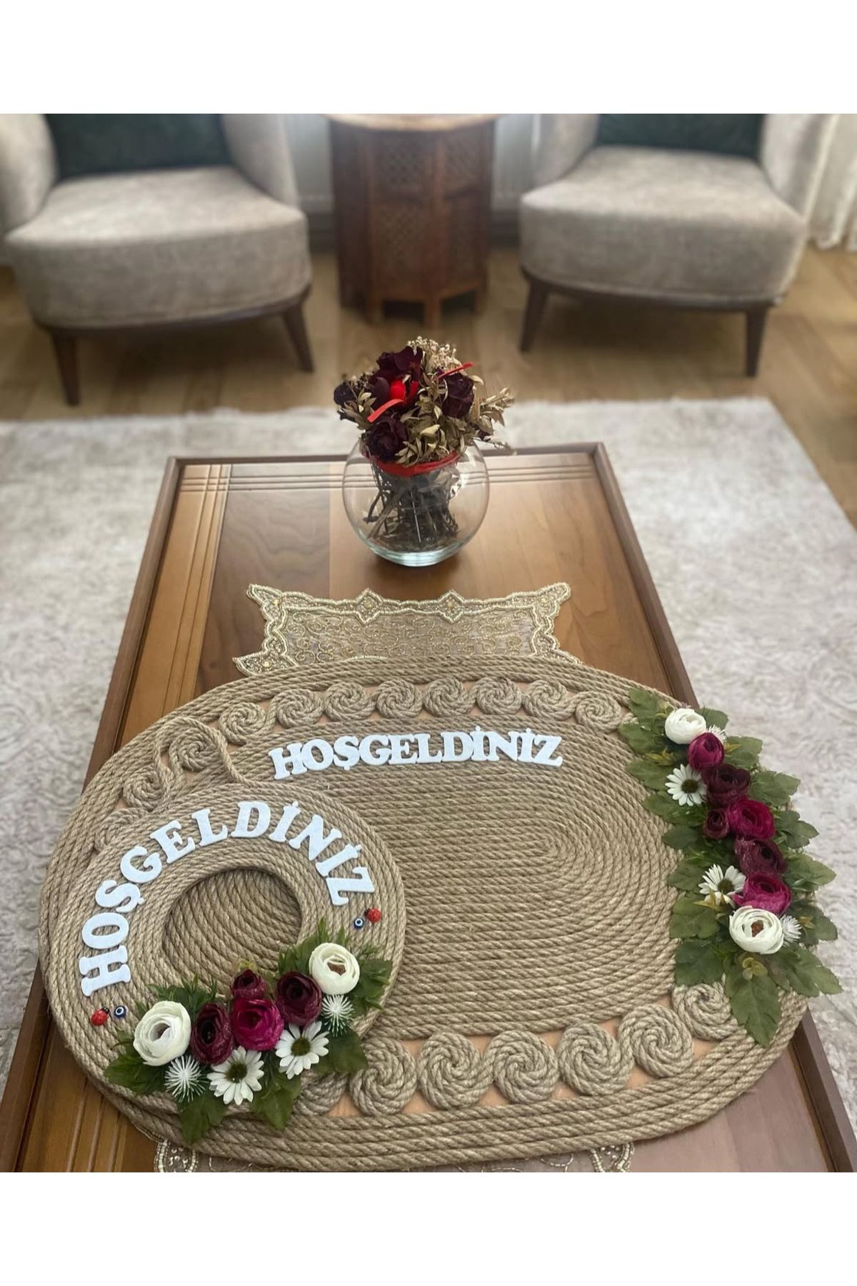 Beyzade Hasır Paspas Kapı Süsü Takımı