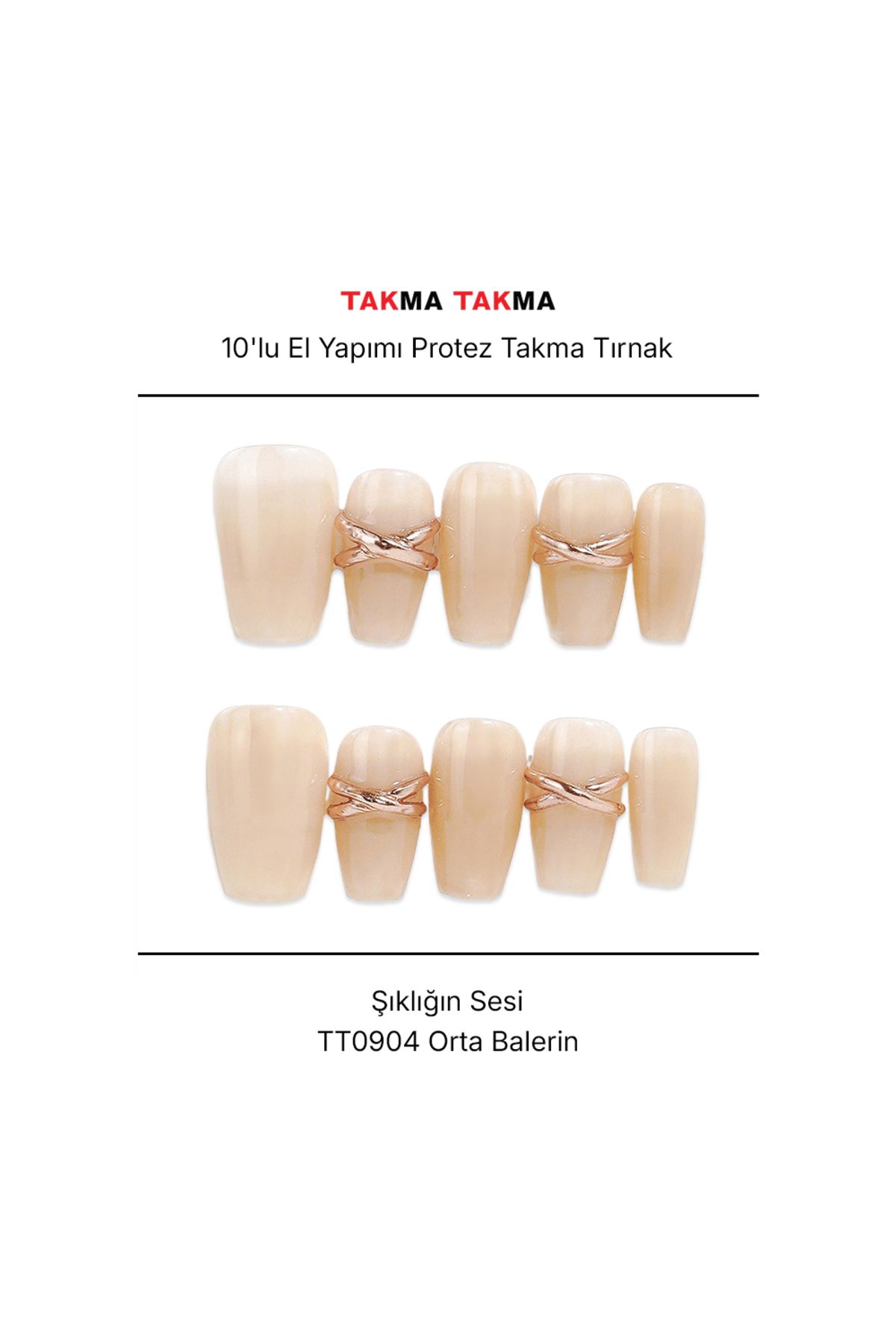 Takma Takma Protez Takma Tırnak Tekrar Kullanılabilir El Yapımı Hora Zamanı - 10'lu Orta Balerin Tt0904 L-pembe
